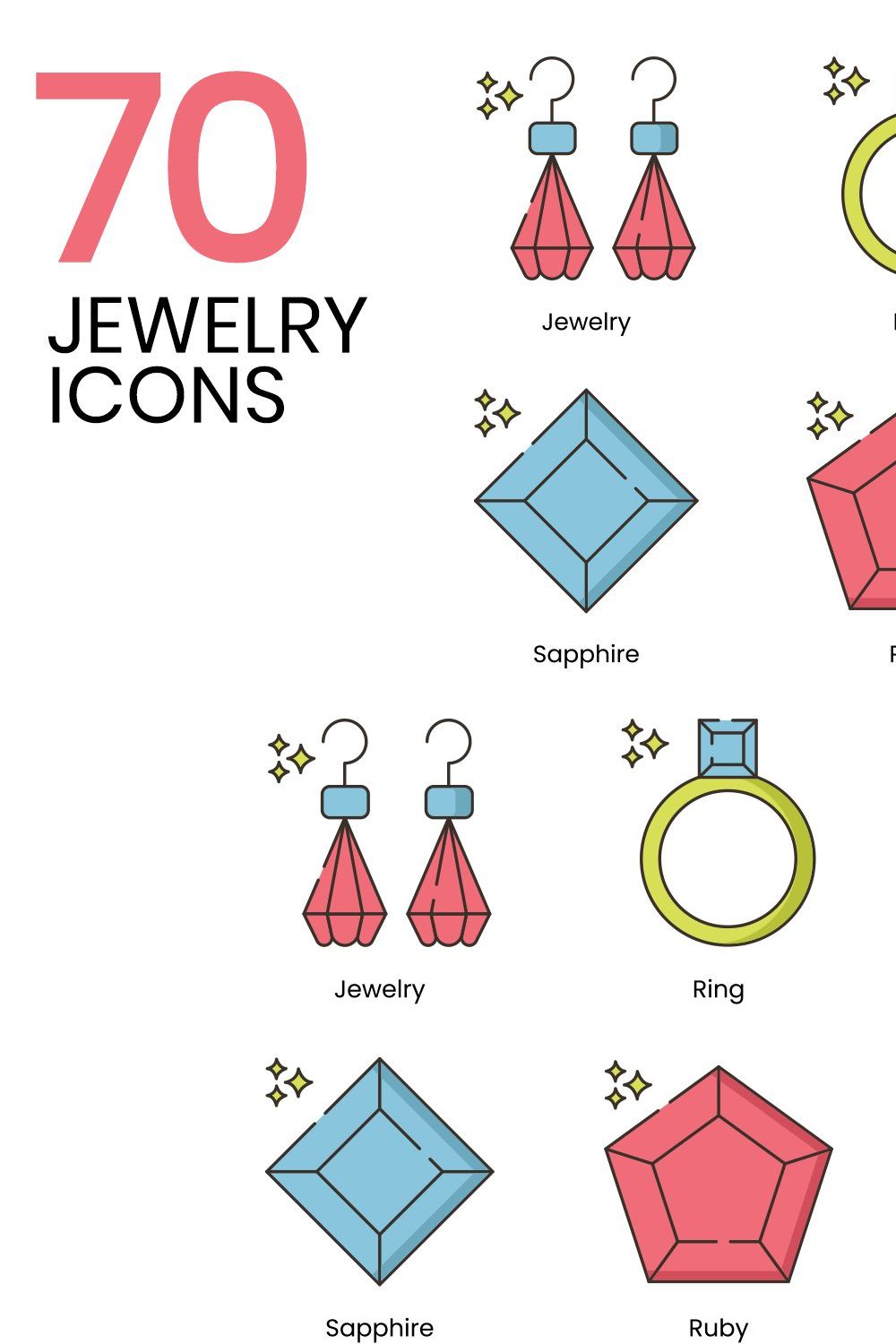 70 Jewelry Icons | Hazel pinterest preview image.