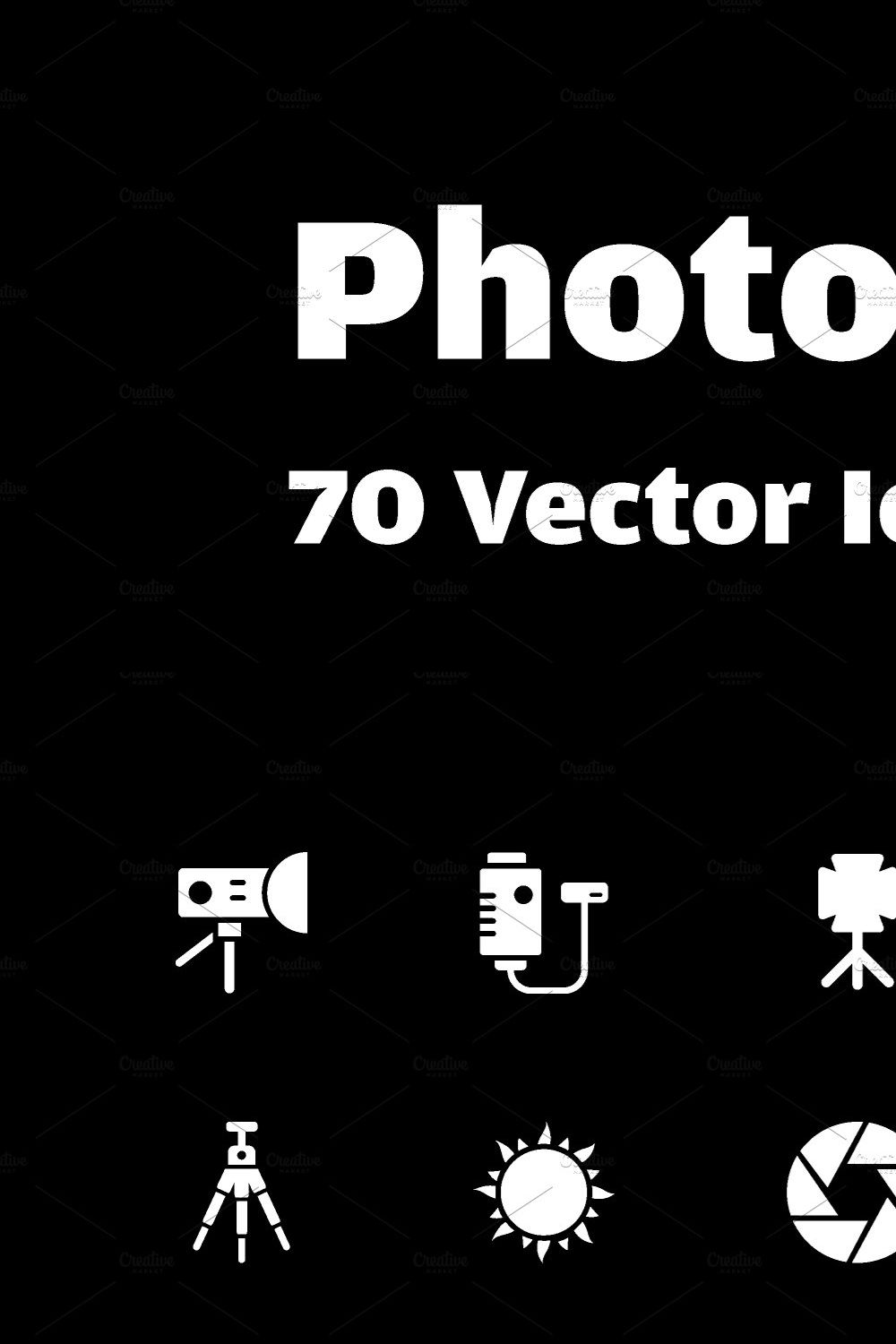 70 Photography Vector Icons pinterest preview image.