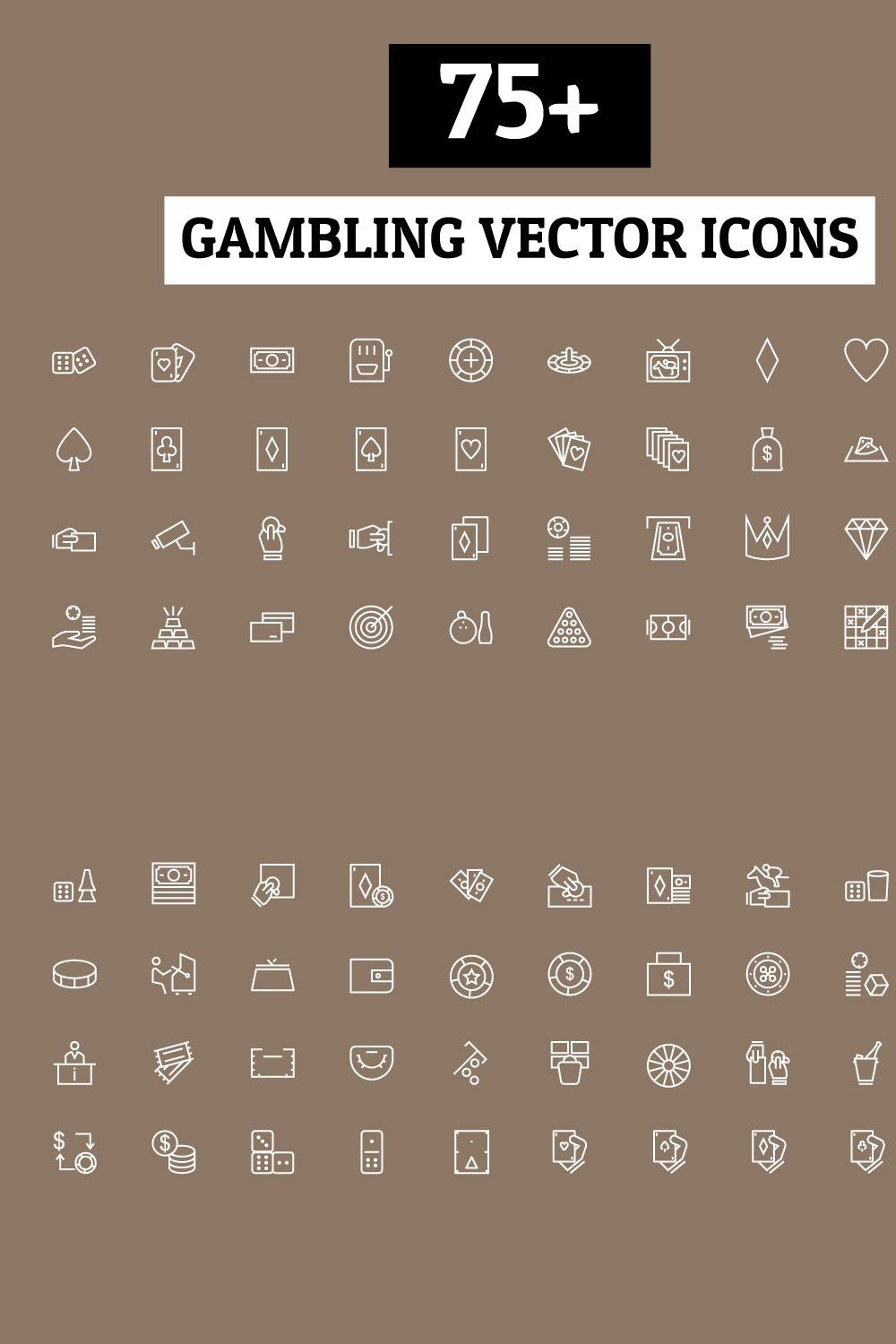 75+ Gambling Vector Icons pinterest preview image.