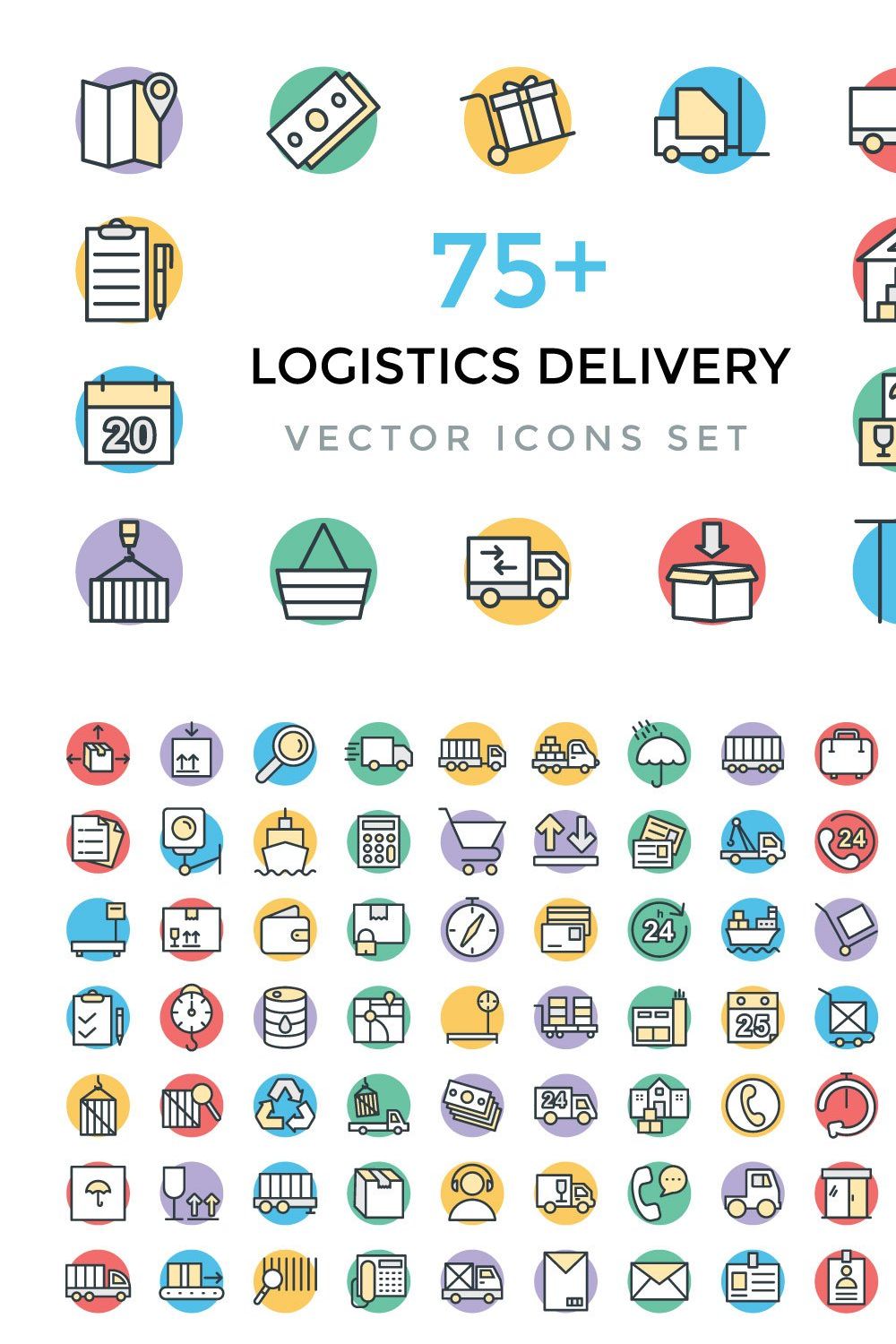 75+ Logistics Delivery Vector Icons pinterest preview image.