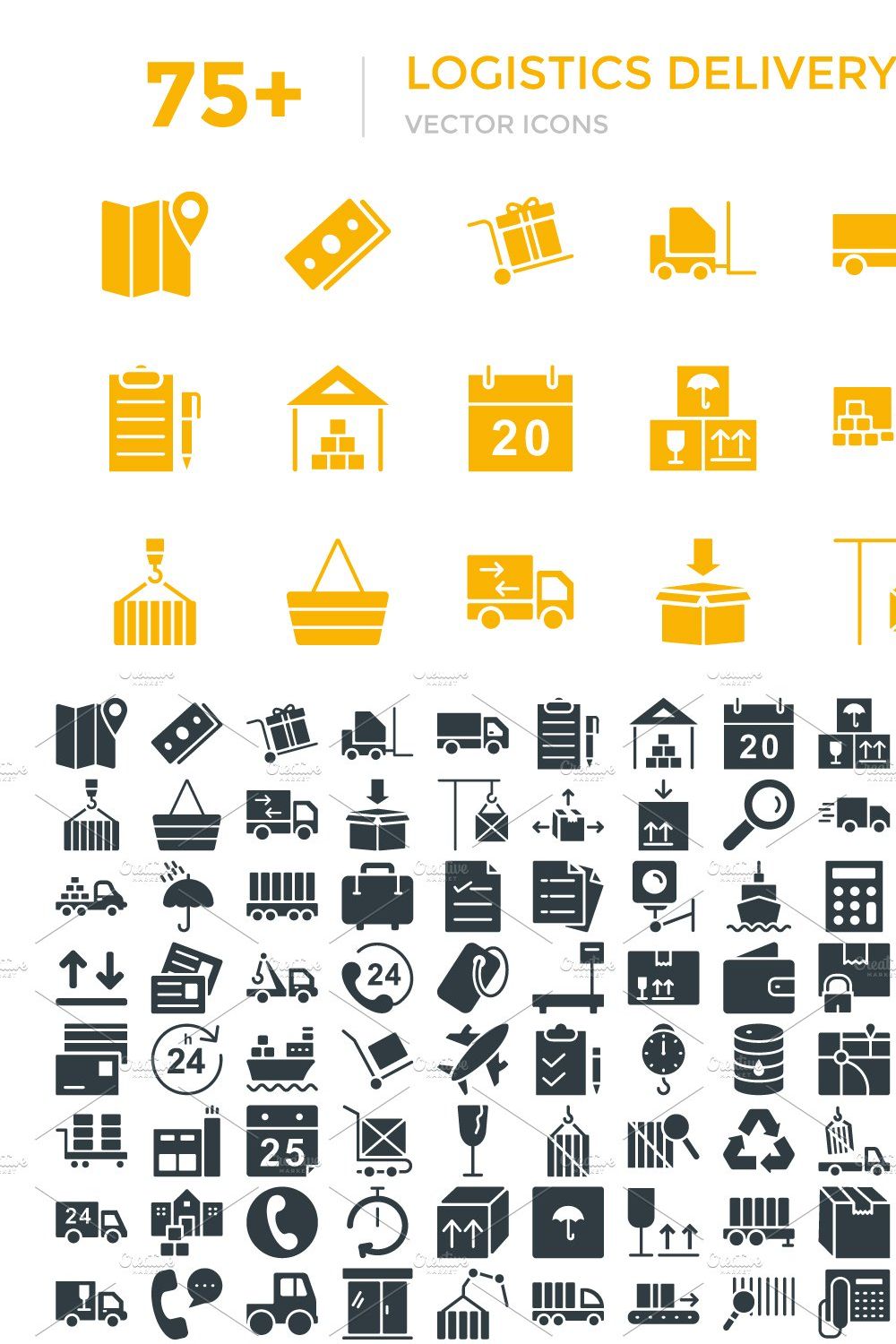 75+ Logistics Delivery Vector Icons pinterest preview image.