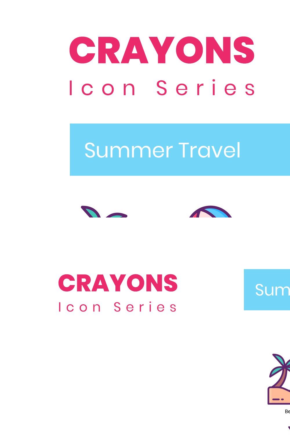 75 Summer Travel Icons | Crayons pinterest preview image.