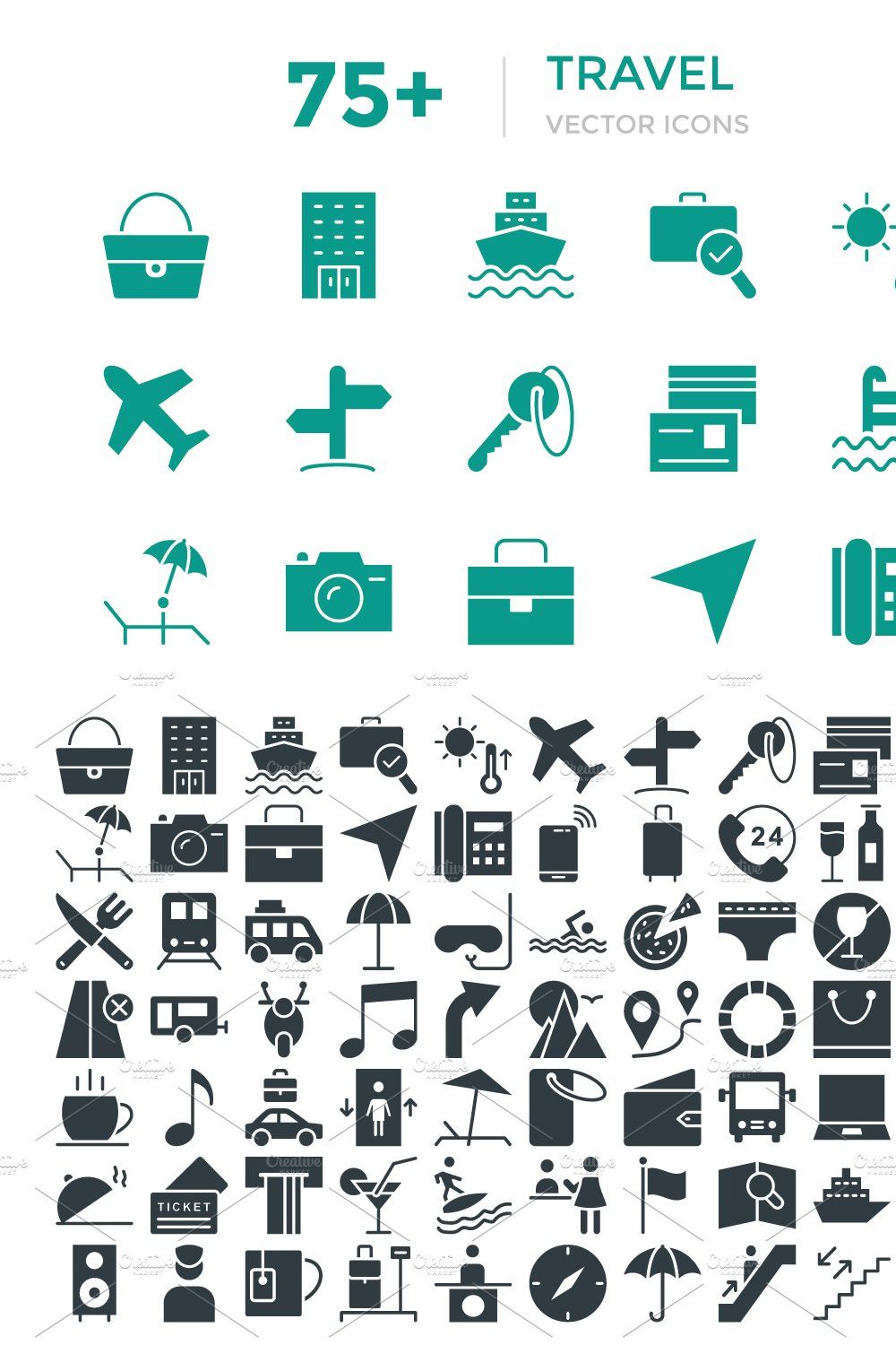 75+ Travel Vector Icons pinterest preview image.