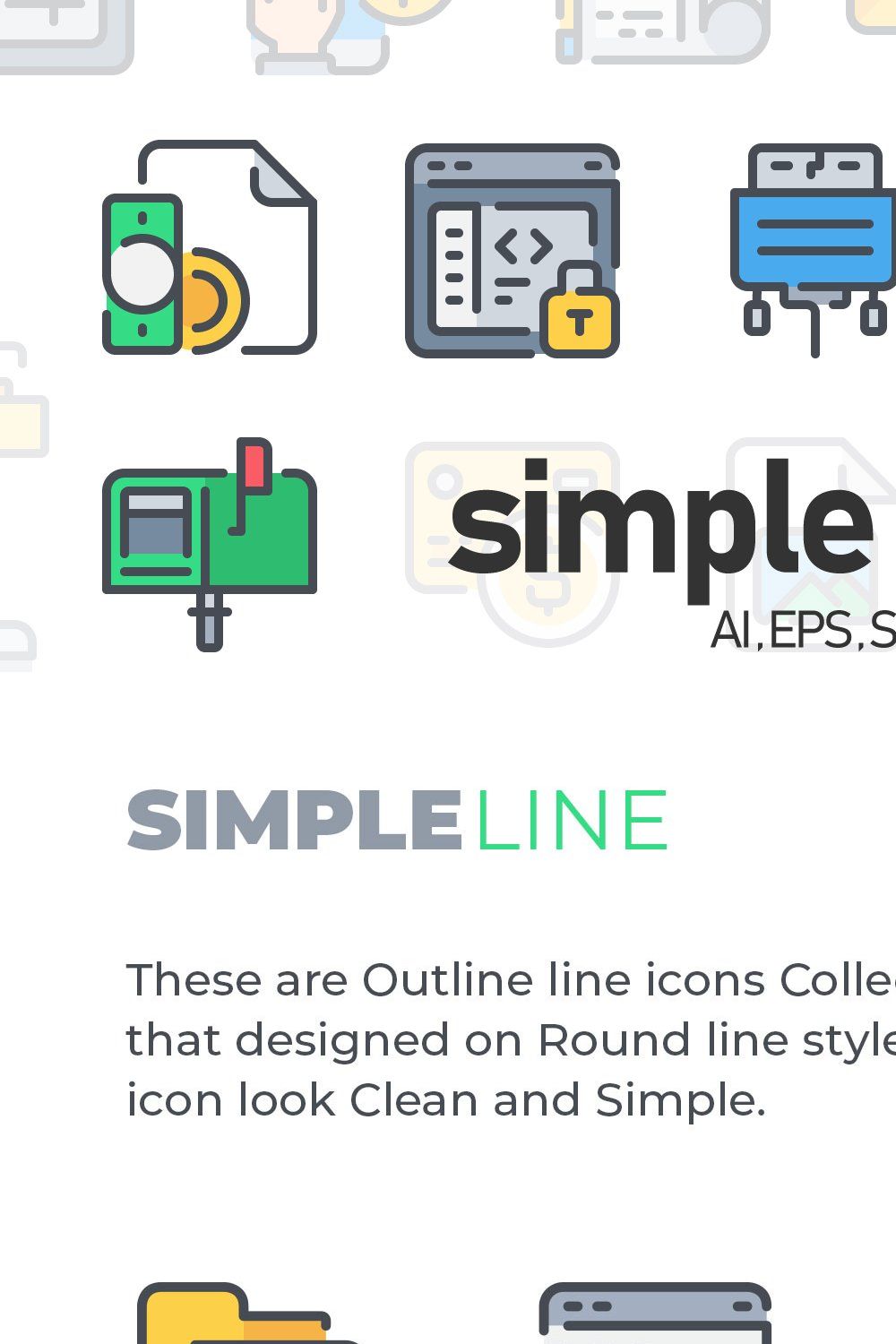 750 Simple Line Icon x2 pinterest preview image.