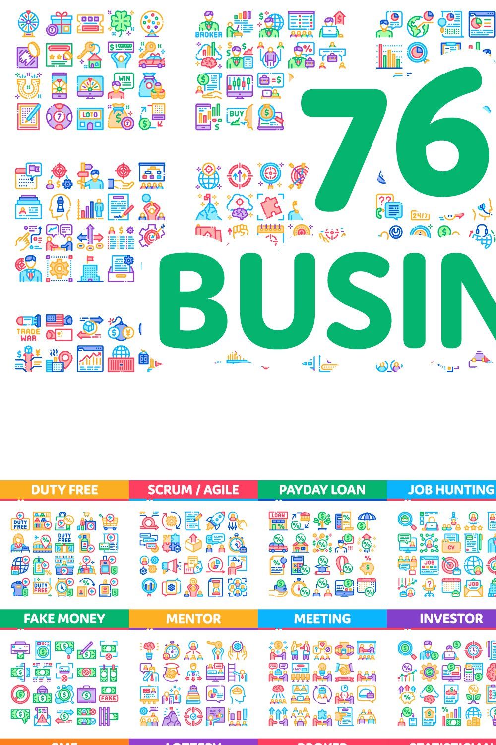 760 BUSINESS / FINANCE line icons pinterest preview image.
