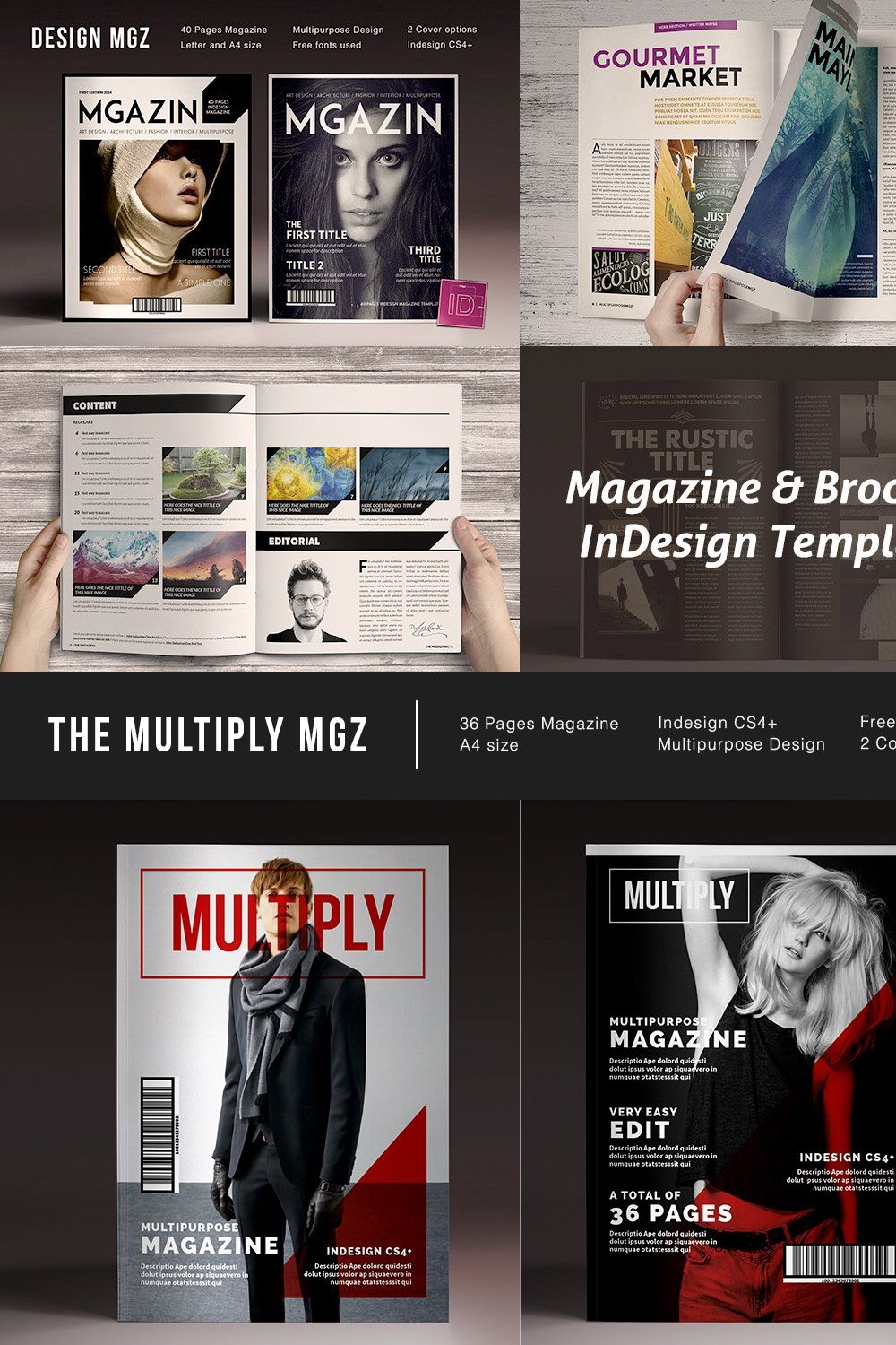 8 InDsgn Magazine Brochure Templates pinterest preview image.