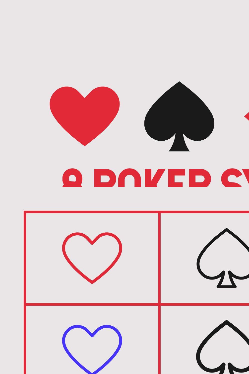 8 Playing Card Poker Symbols Set pinterest preview image.
