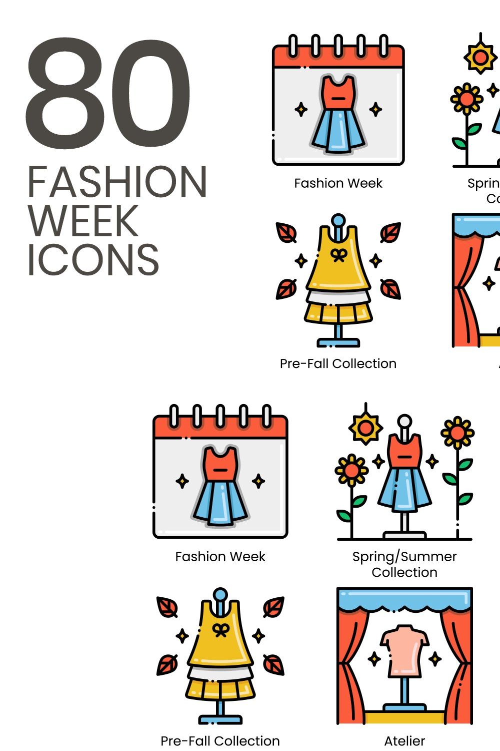 80 Fashion Week Icons | Aesthetics pinterest preview image.