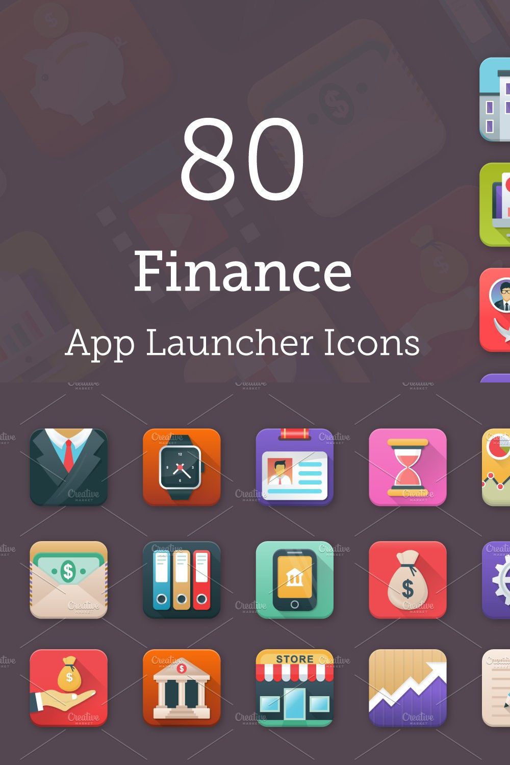 80 Finance App Icons pinterest preview image.