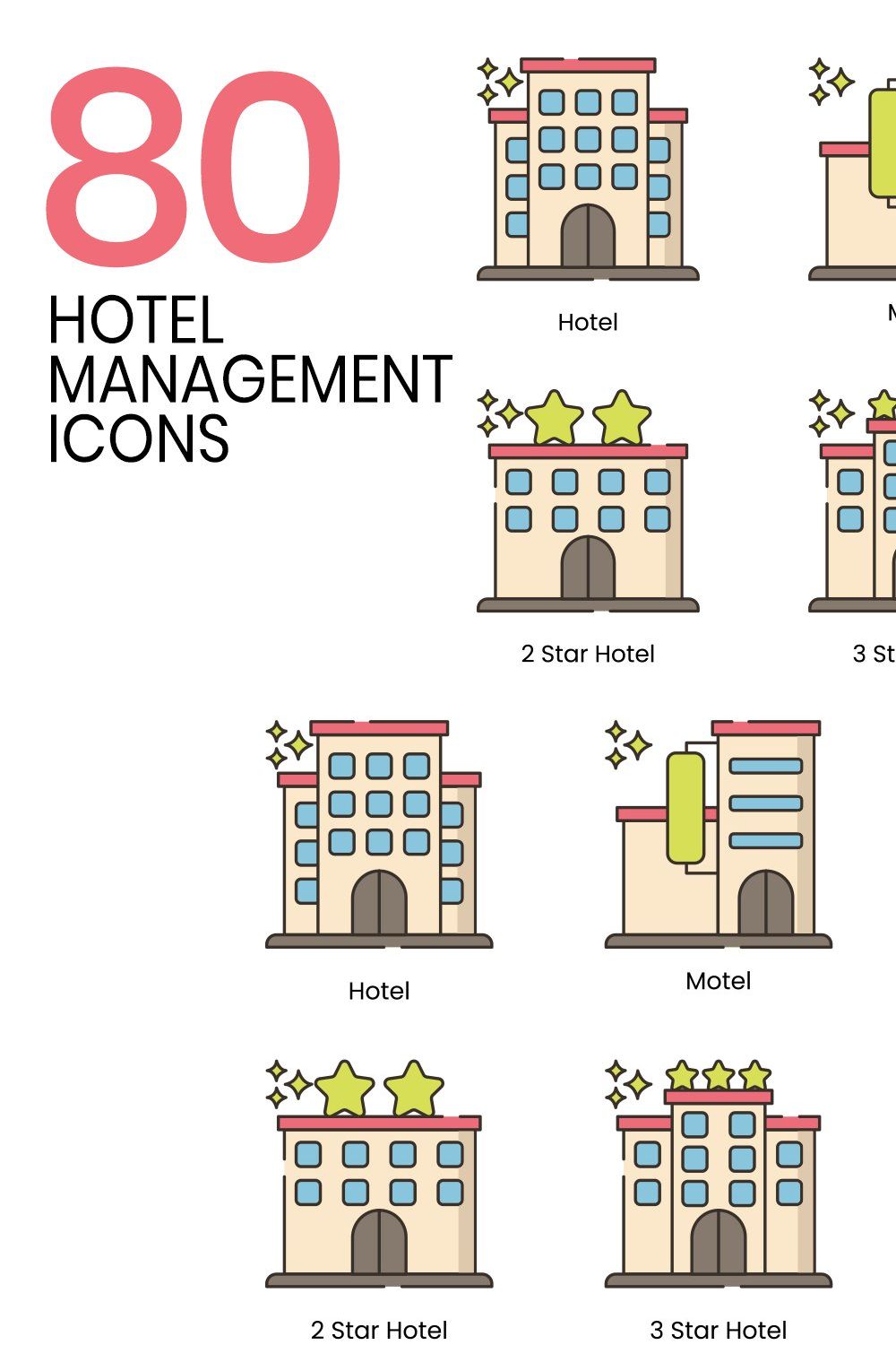 80 Hotel Management Icons | Hazel pinterest preview image.