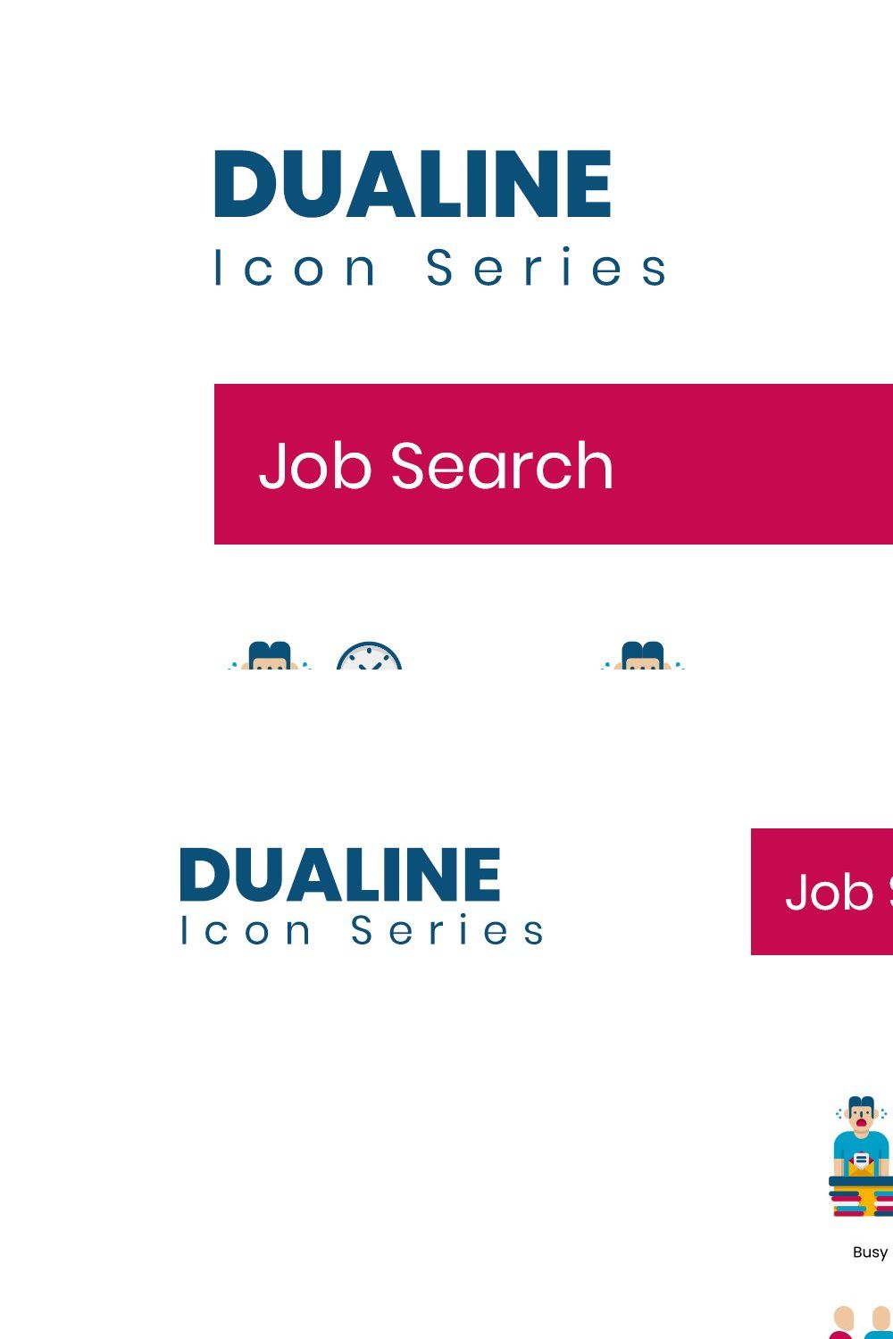 80 Job Search Icons | Dualine Flat pinterest preview image.