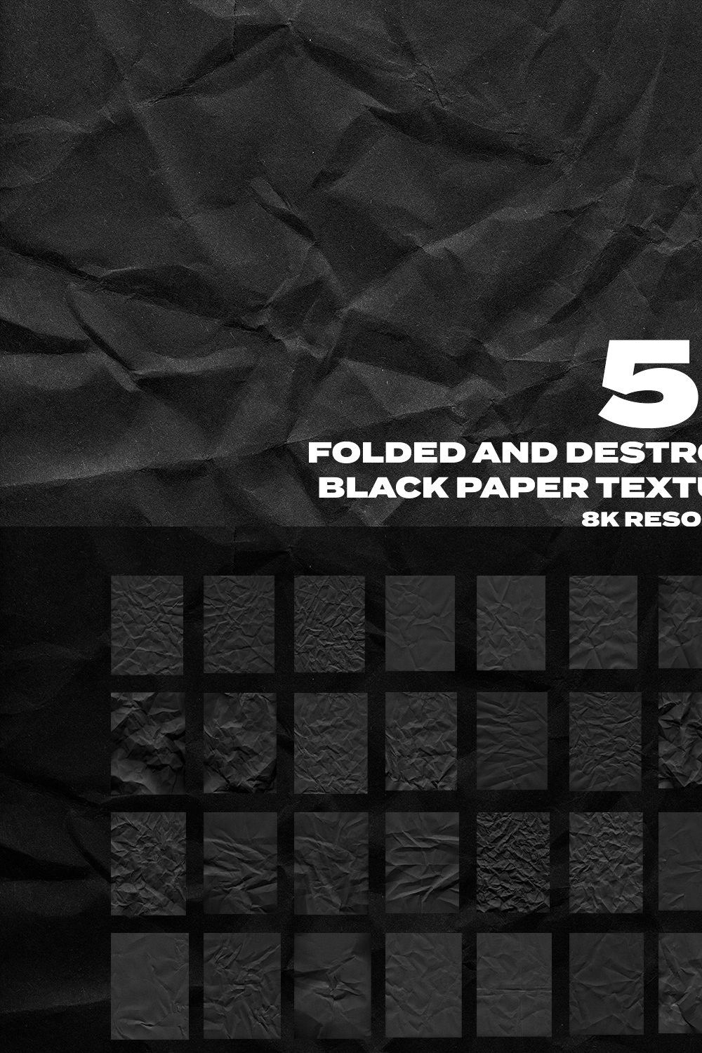 8K Destroyed Black Paper Textures pinterest preview image.