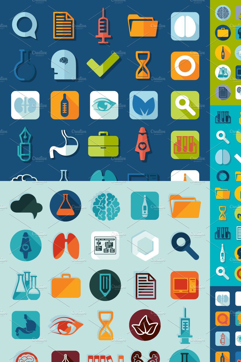 9 sets of medical flat icons pinterest preview image.