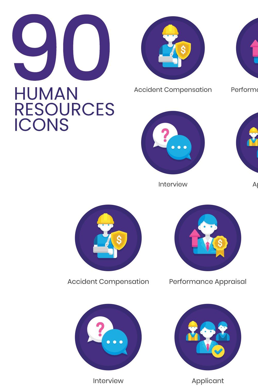 90 Human Resources Icons pinterest preview image.