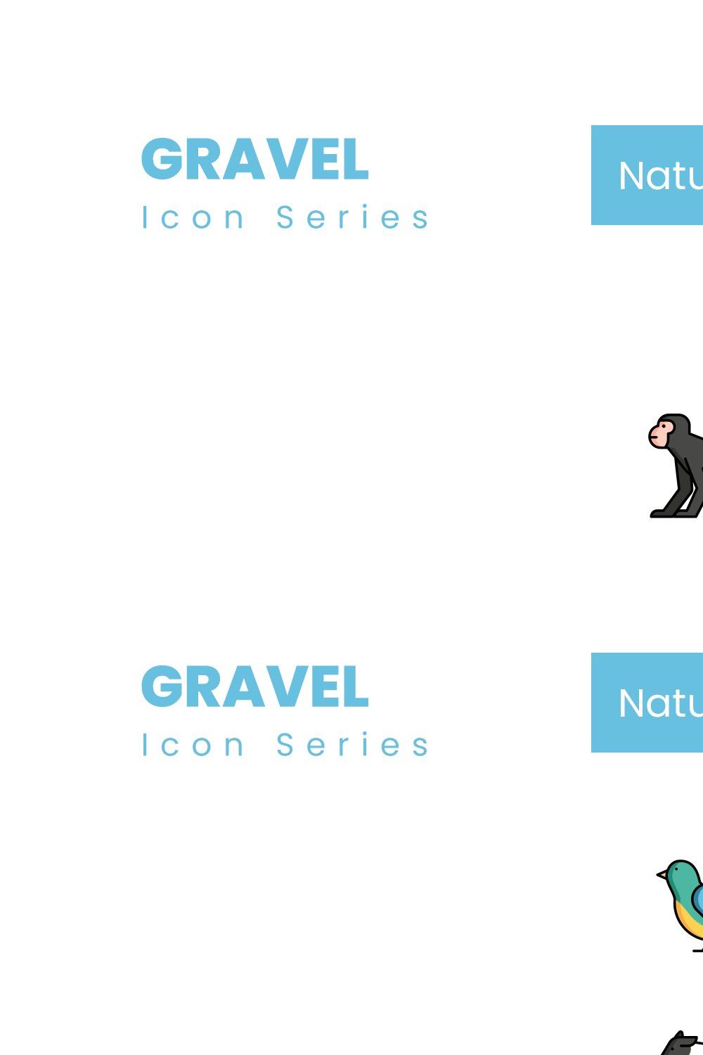 90 Nature Icons - Gravel Series pinterest preview image.