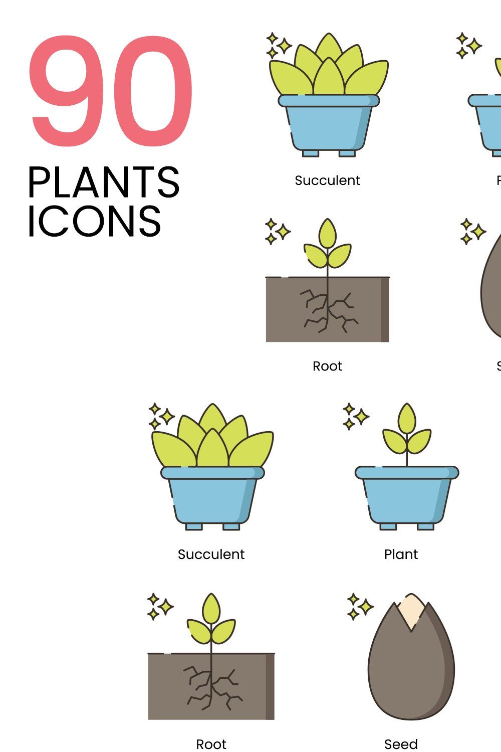 90 Plants Icons | Hazel pinterest preview image.
