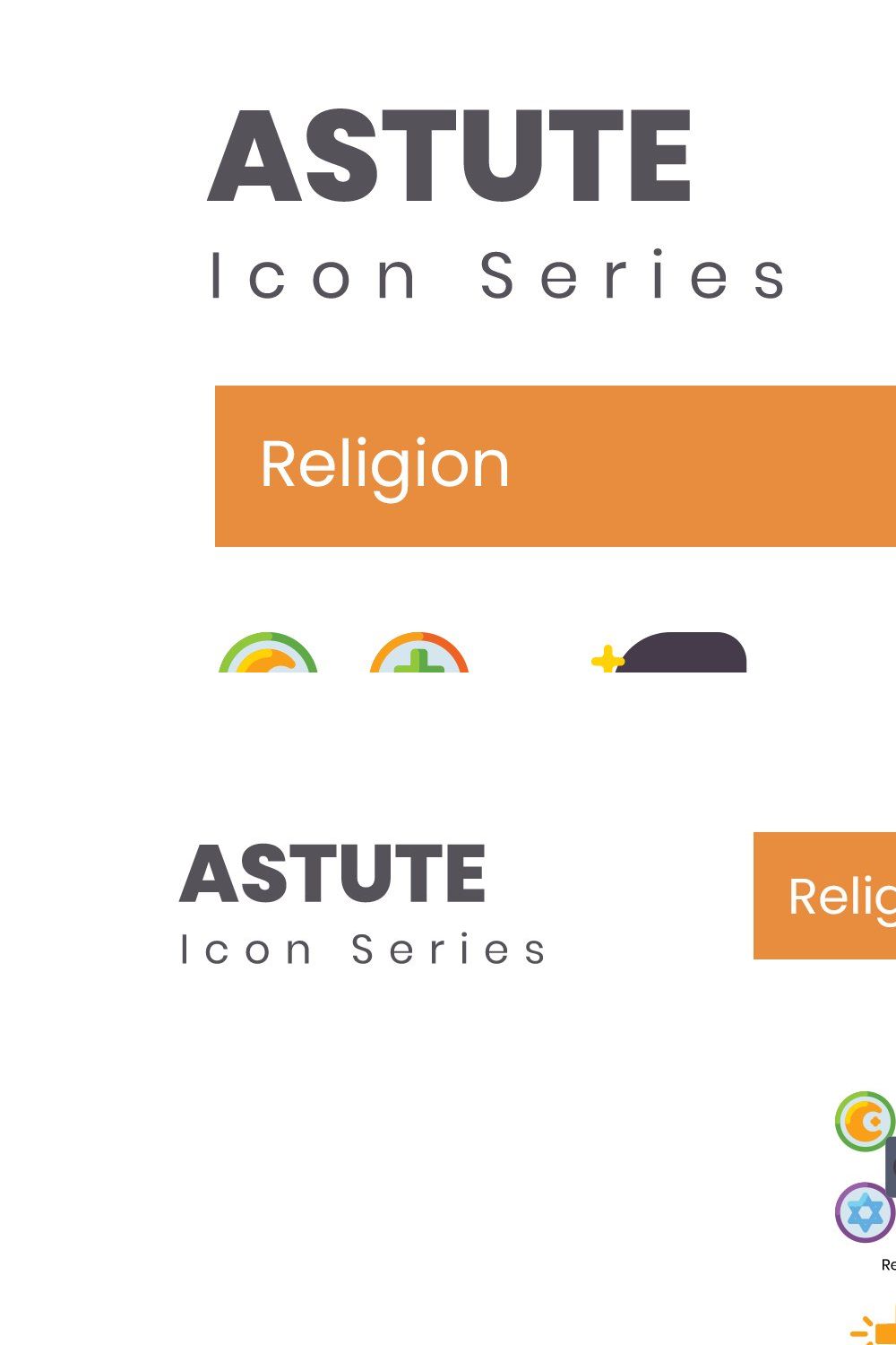 90 Religion Icons | Astute pinterest preview image.