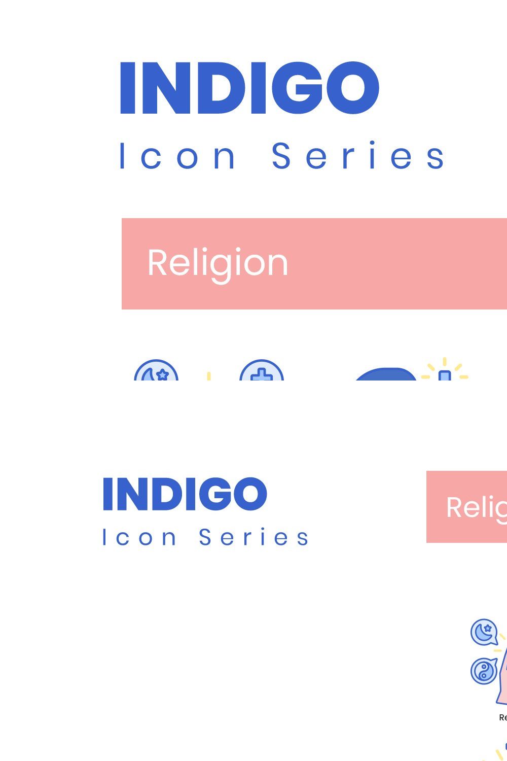 90 Religion Icons | Indigo pinterest preview image.