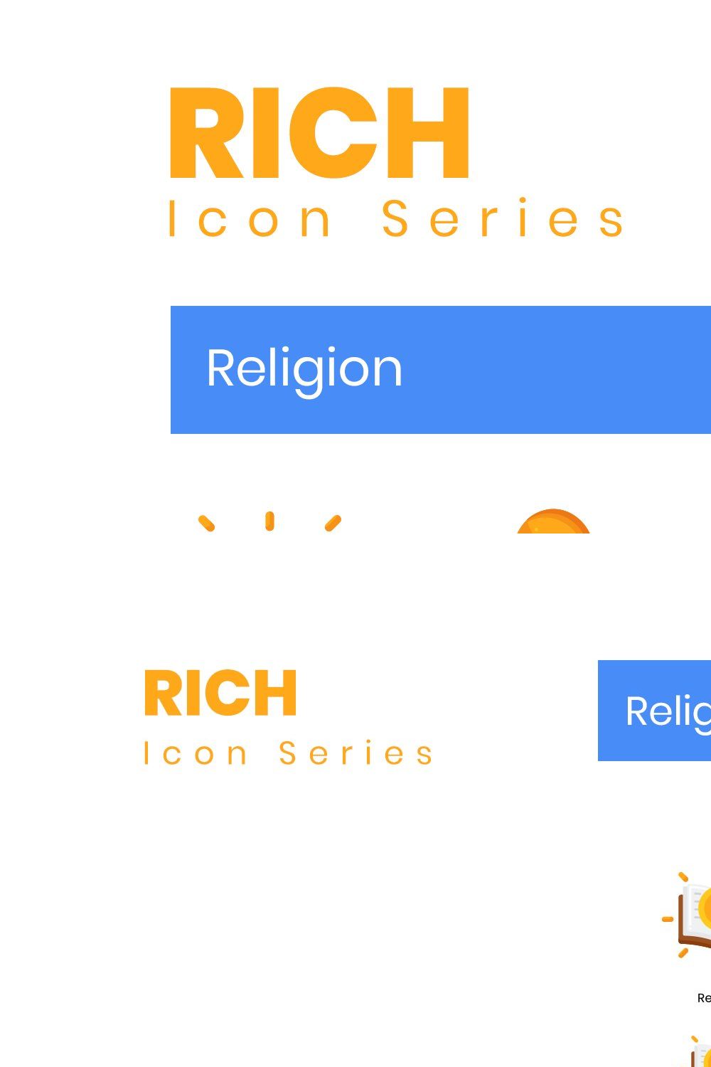 90 Religion Icons | Rich pinterest preview image.