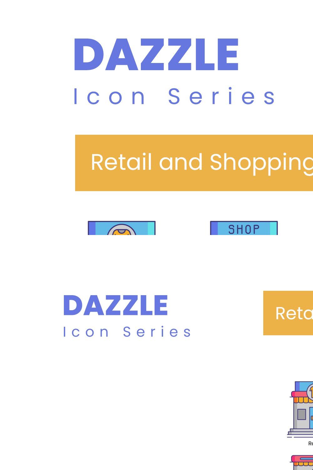 90 Retail & Shopping Icons | Dazzle pinterest preview image.