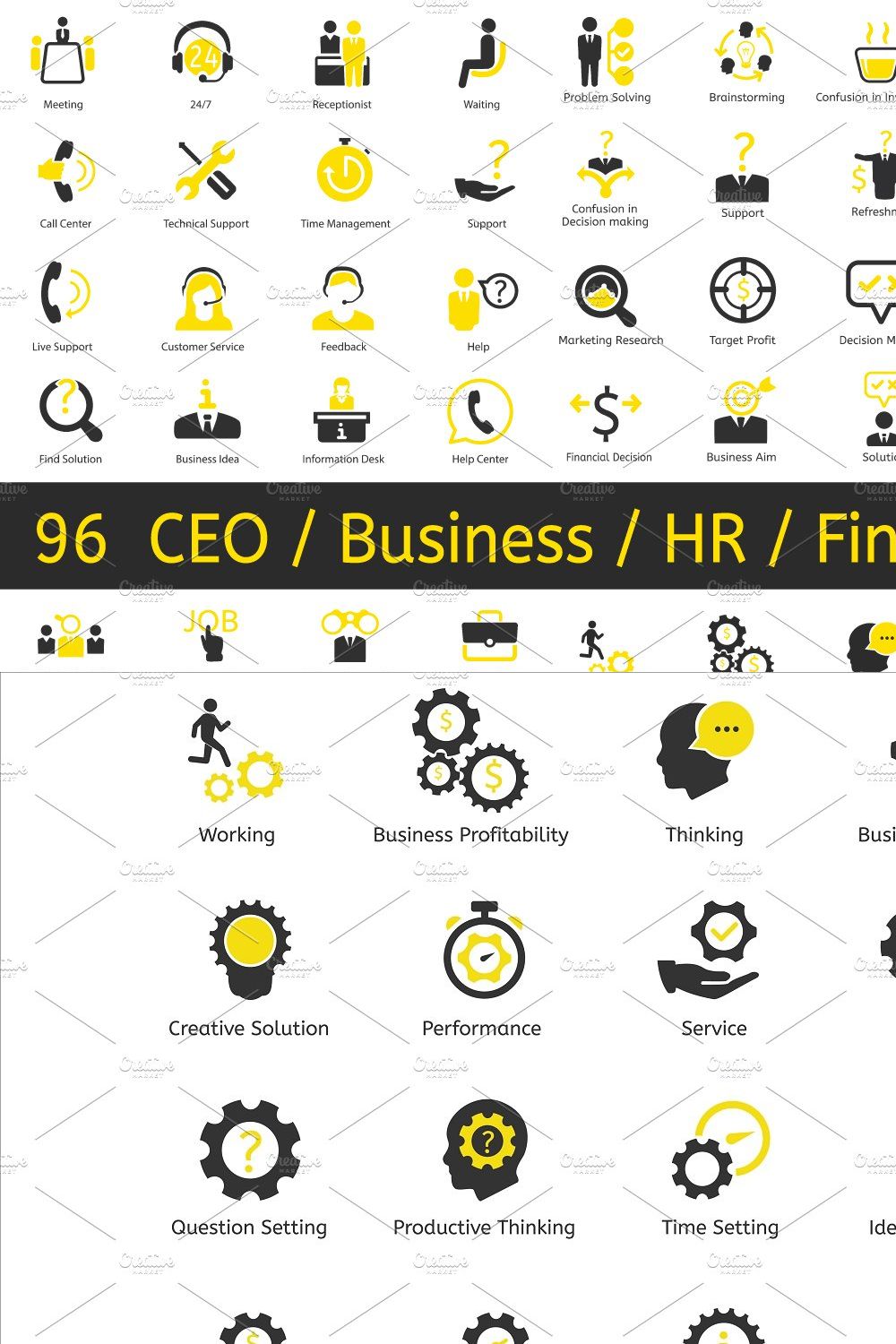 96 CEO / Business / HR vector icons pinterest preview image.