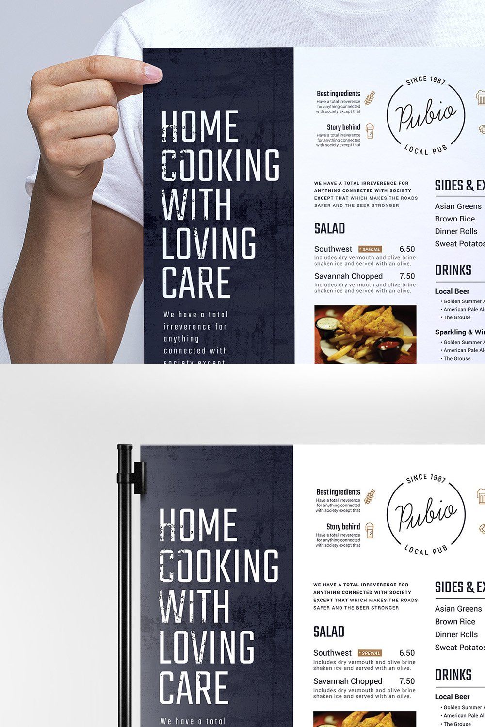 A3 Bar Poster Menu Template pinterest preview image.