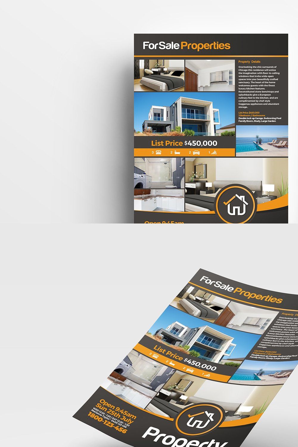 A4 Real Estate Poster Template 3 pinterest preview image.