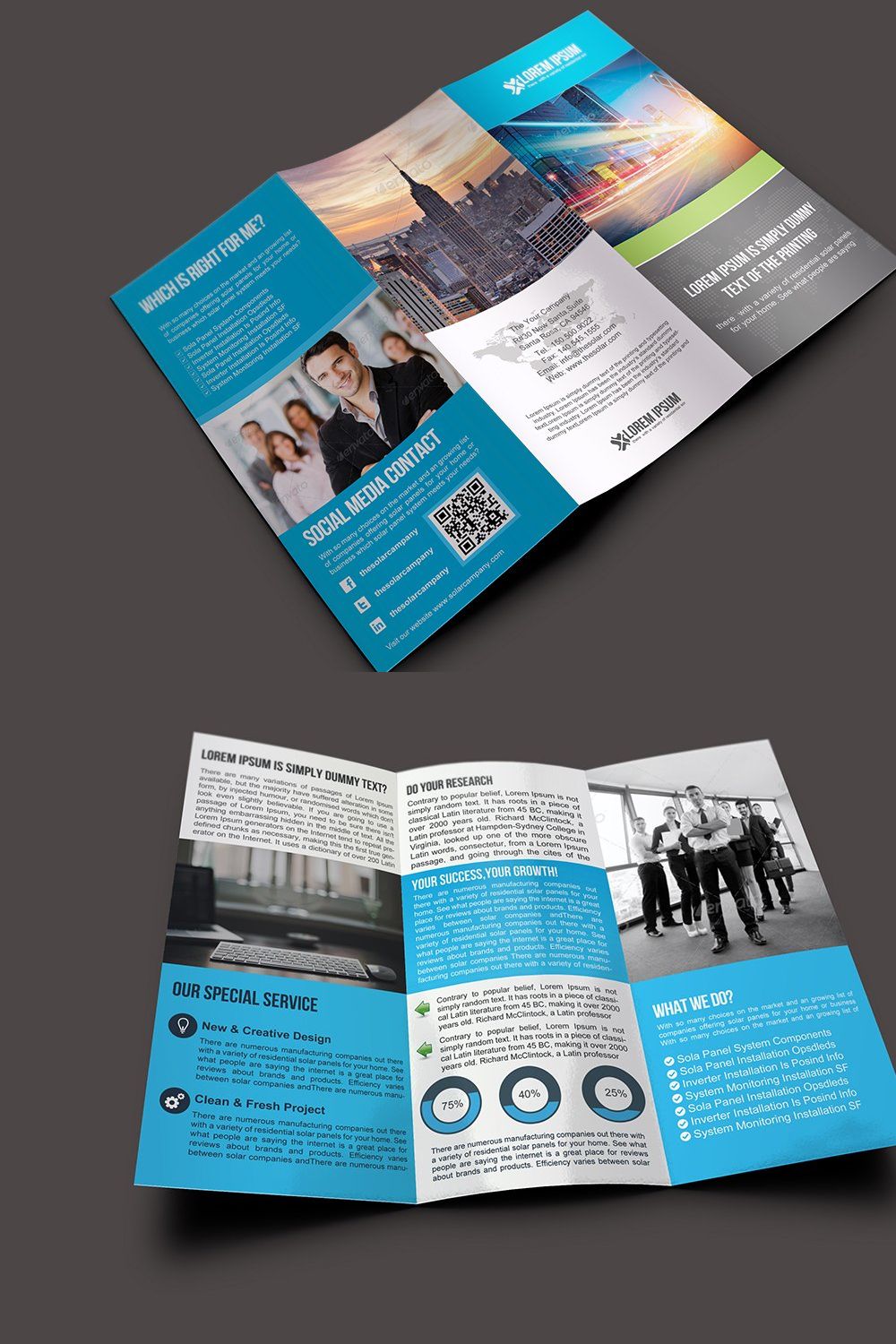A4 Trifold Business Brochure pinterest preview image.