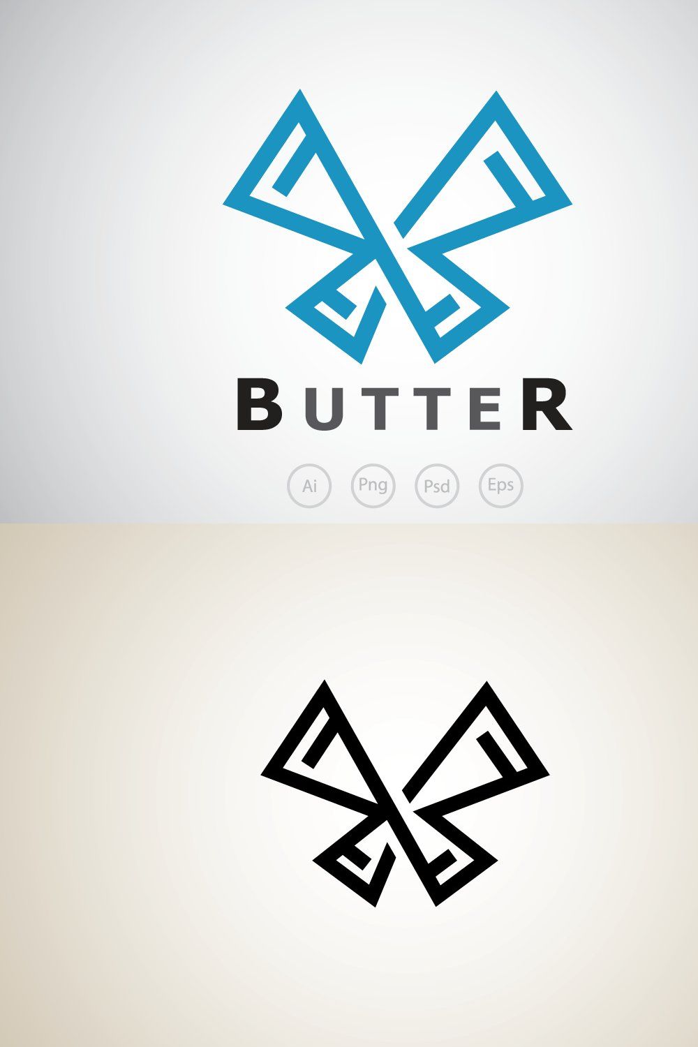 Abstract Butterfly Logo Template pinterest preview image.