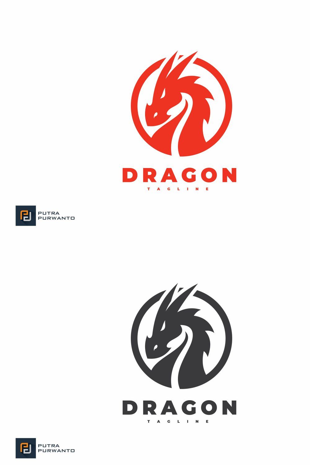 Abstract Dragon Head Logo pinterest preview image.