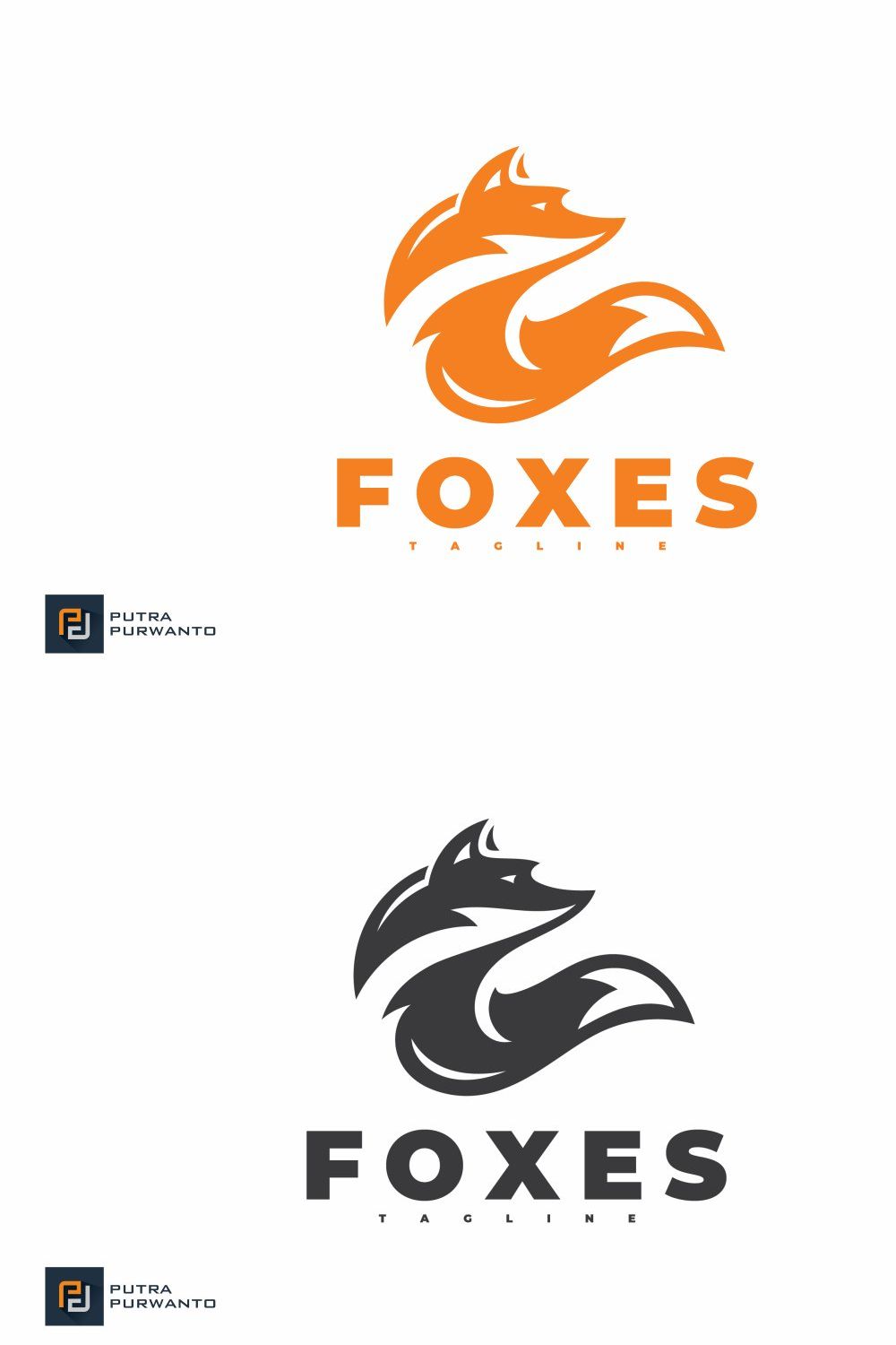 Abstract Fox Head Tail Logo pinterest preview image.