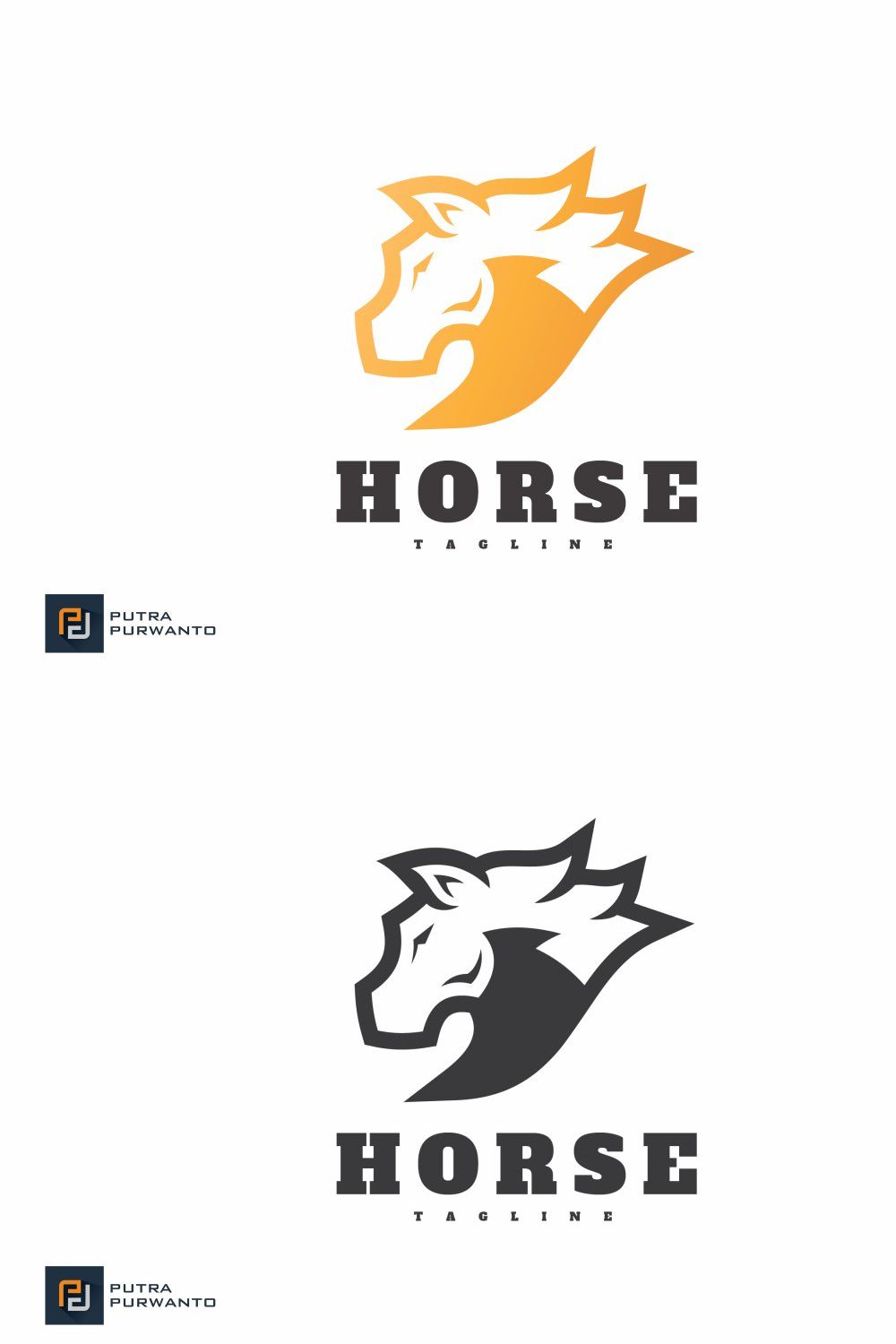 Abstract Horse Head Mascot Logo pinterest preview image.