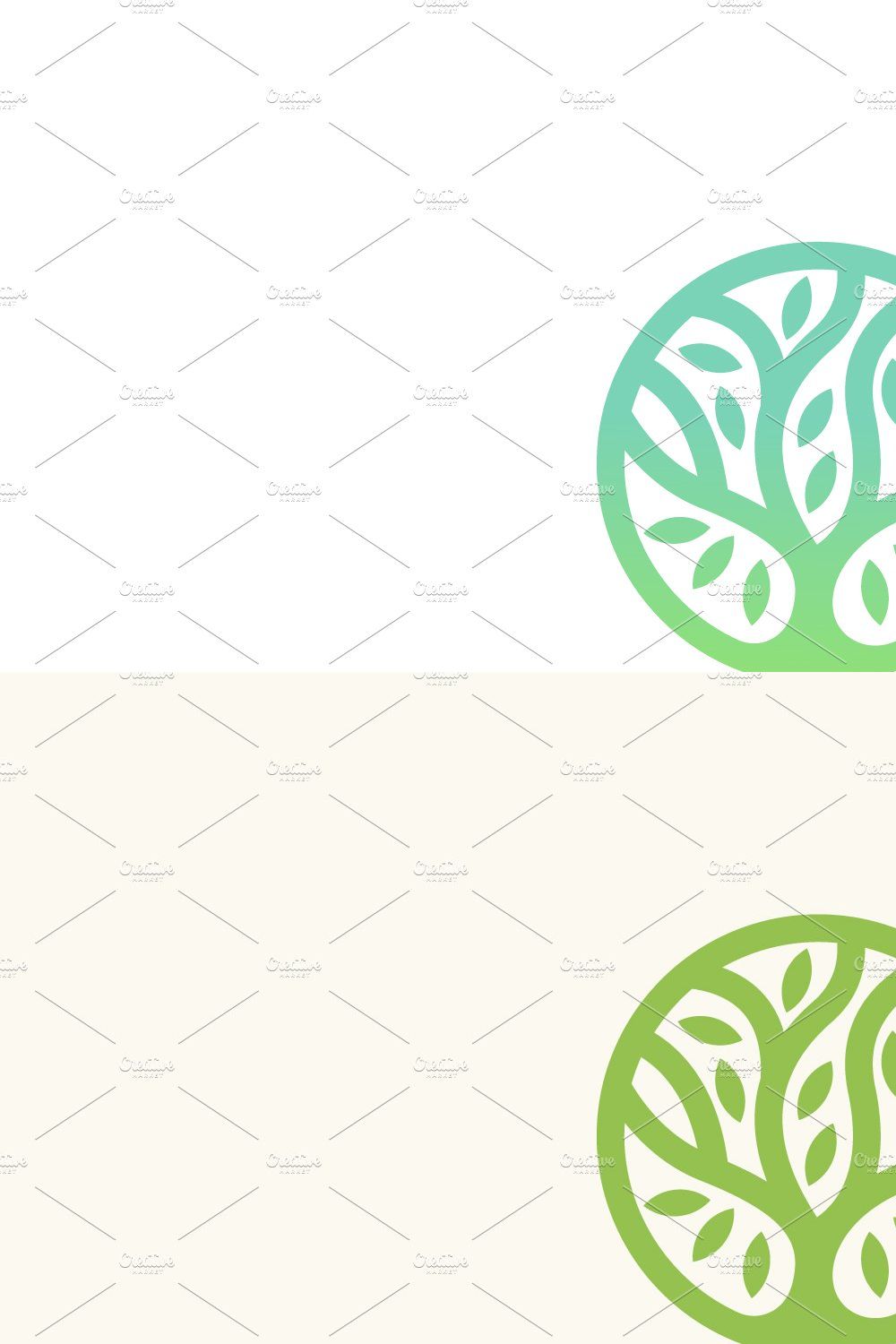 Abstract round tree logo icon. pinterest preview image.