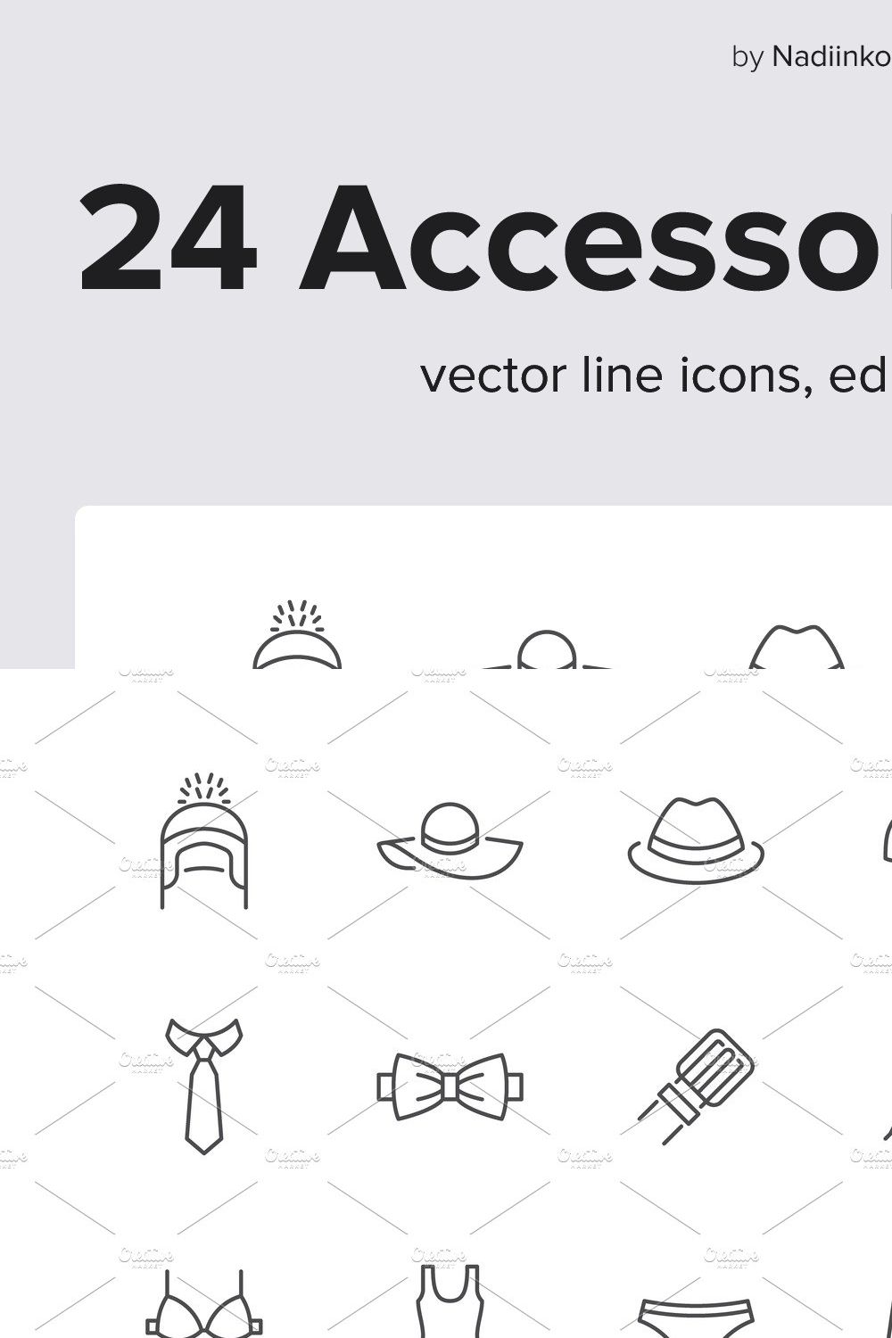 Accessories Line Icons pinterest preview image.