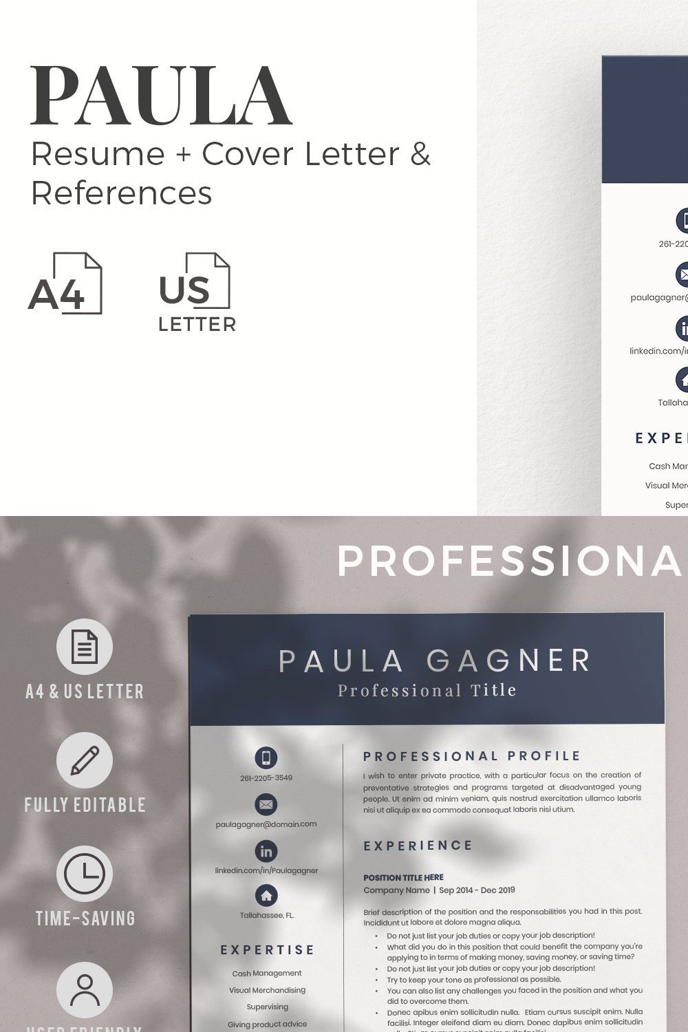 Accountant Resume CV with Experience pinterest preview image.