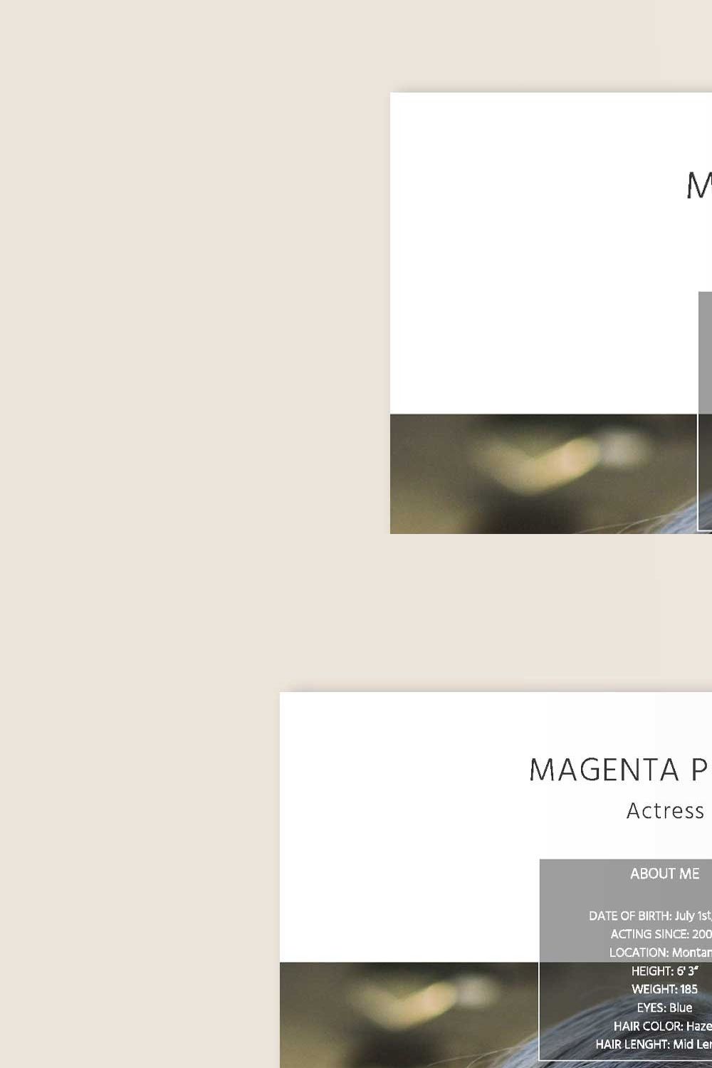 Actor/Actress Resume InDesign & Word pinterest preview image.