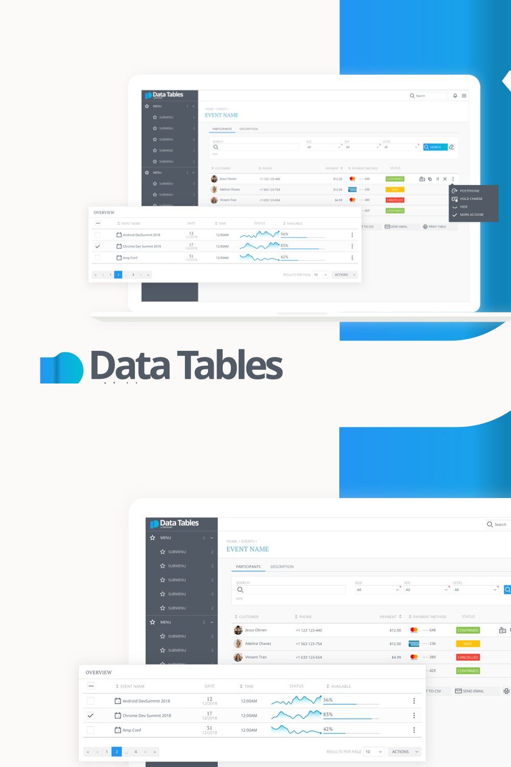 Adminian2 Data Tables pinterest preview image.