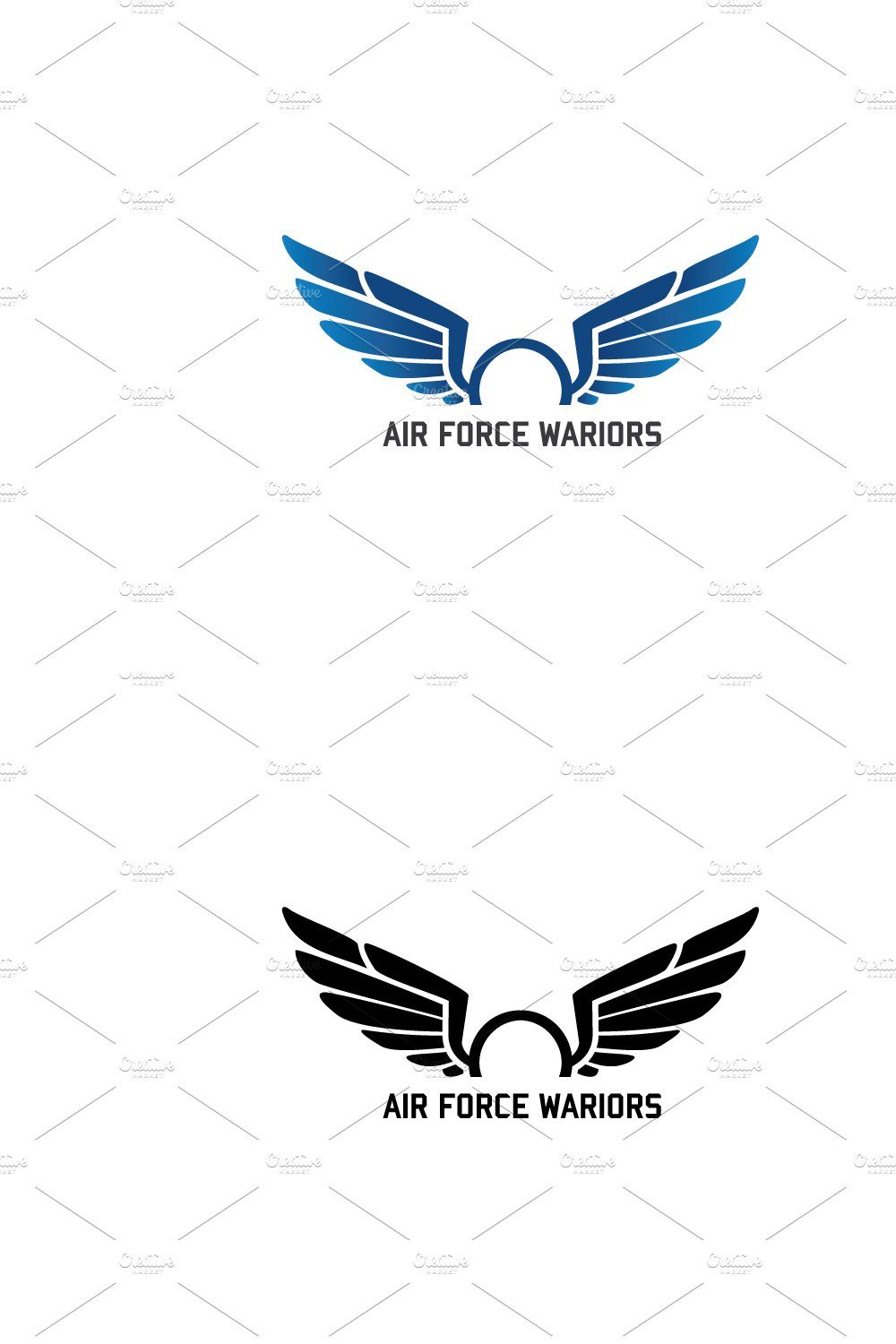 Air force Wariors – Logo Template pinterest preview image.