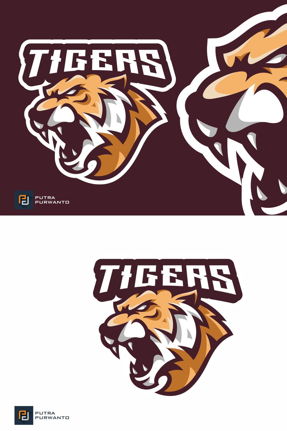 Angry Tiger Mascot Esport Logo pinterest preview image.