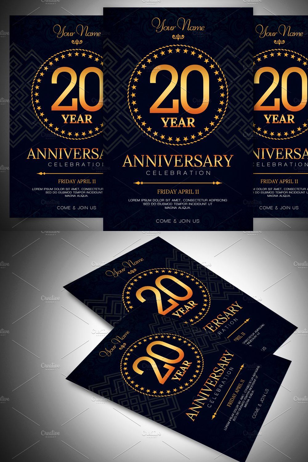 Anniversary Invitation Template pinterest preview image.