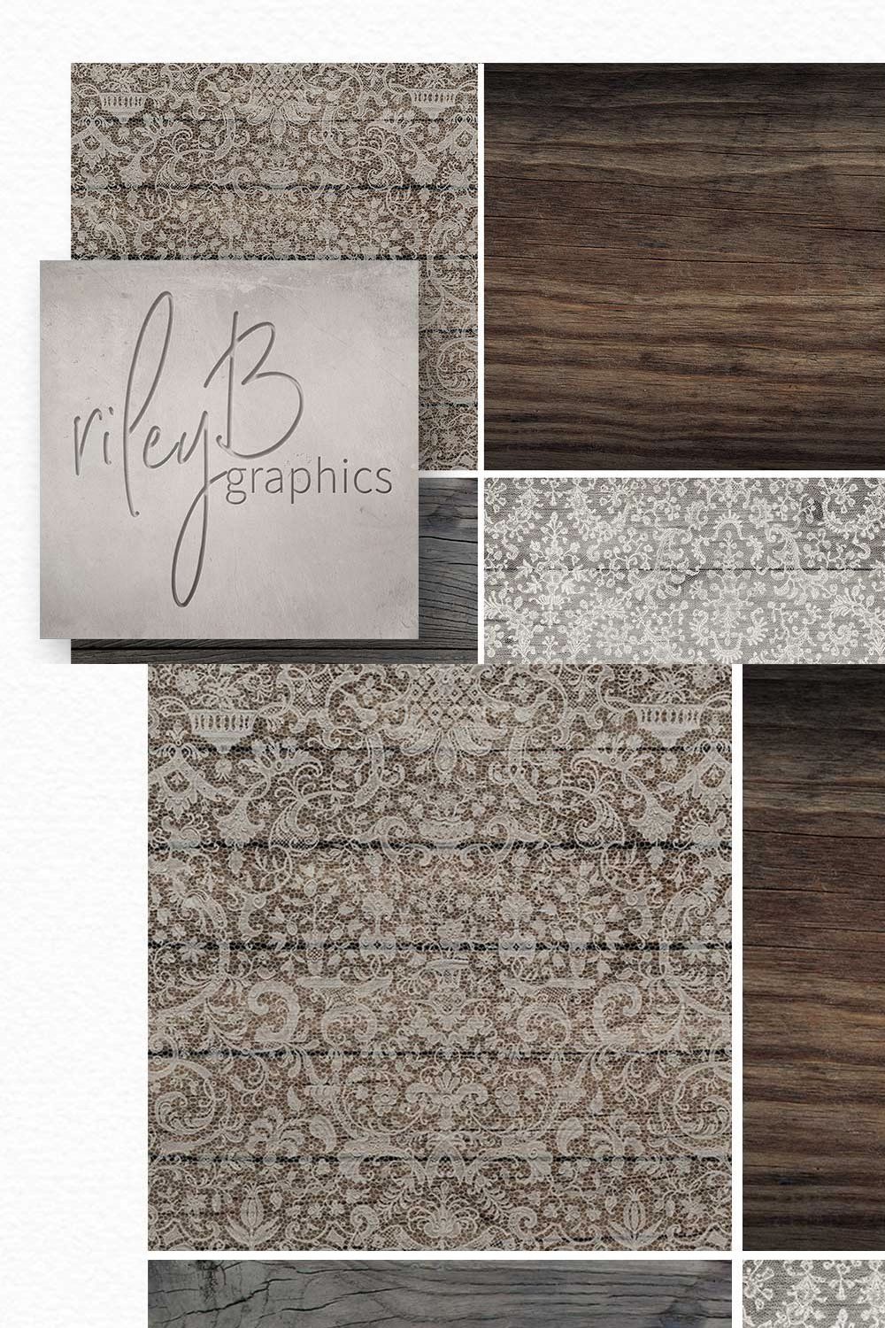 Antique Lace and Wood Textures pinterest preview image.