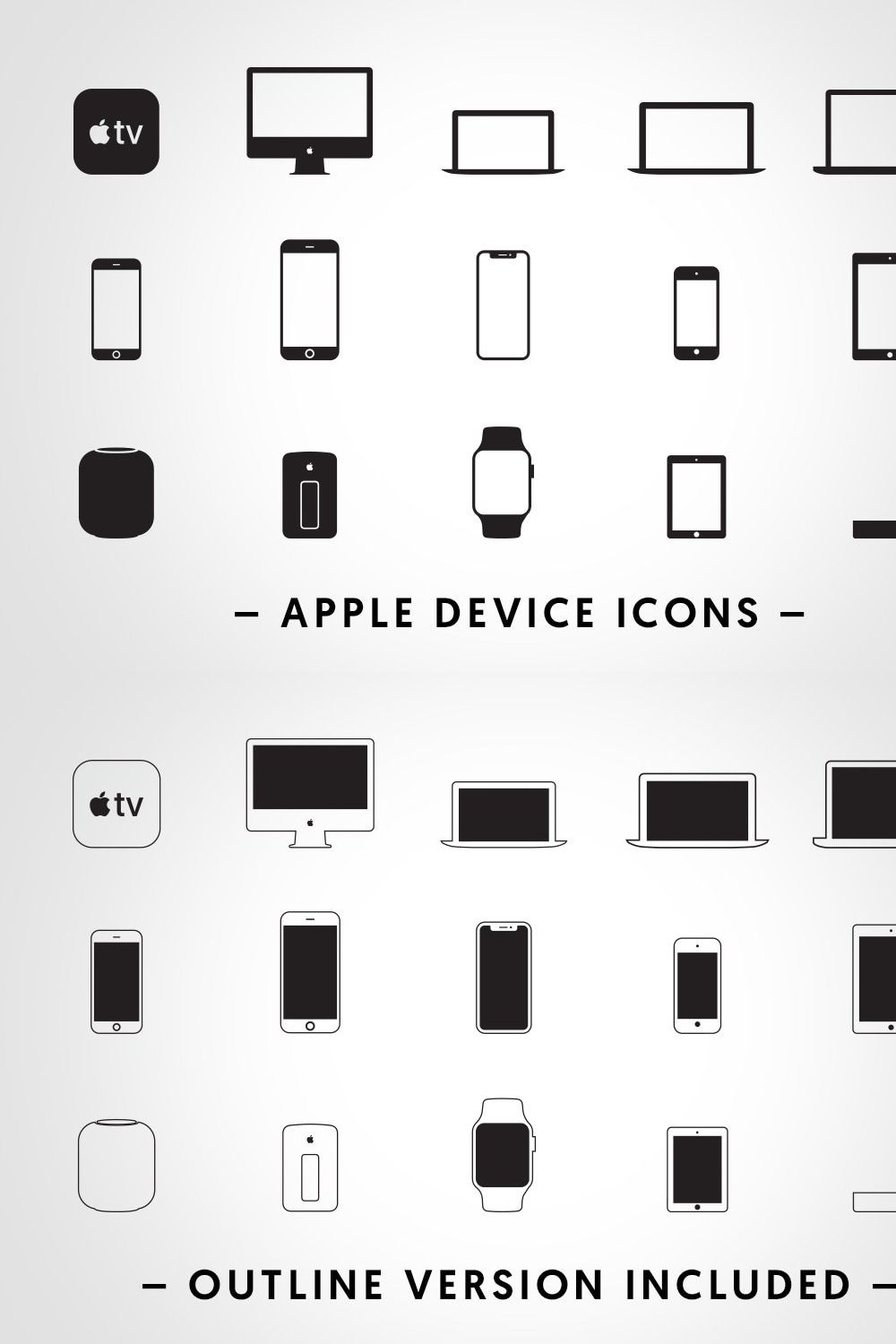 Apple Device Icons - Vectors pinterest preview image.