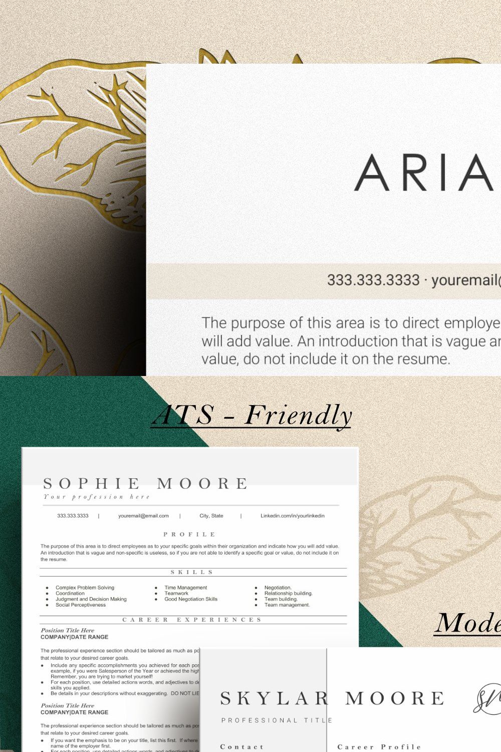 ARIANA - ATS Resume/CV + BONUSES pinterest preview image.