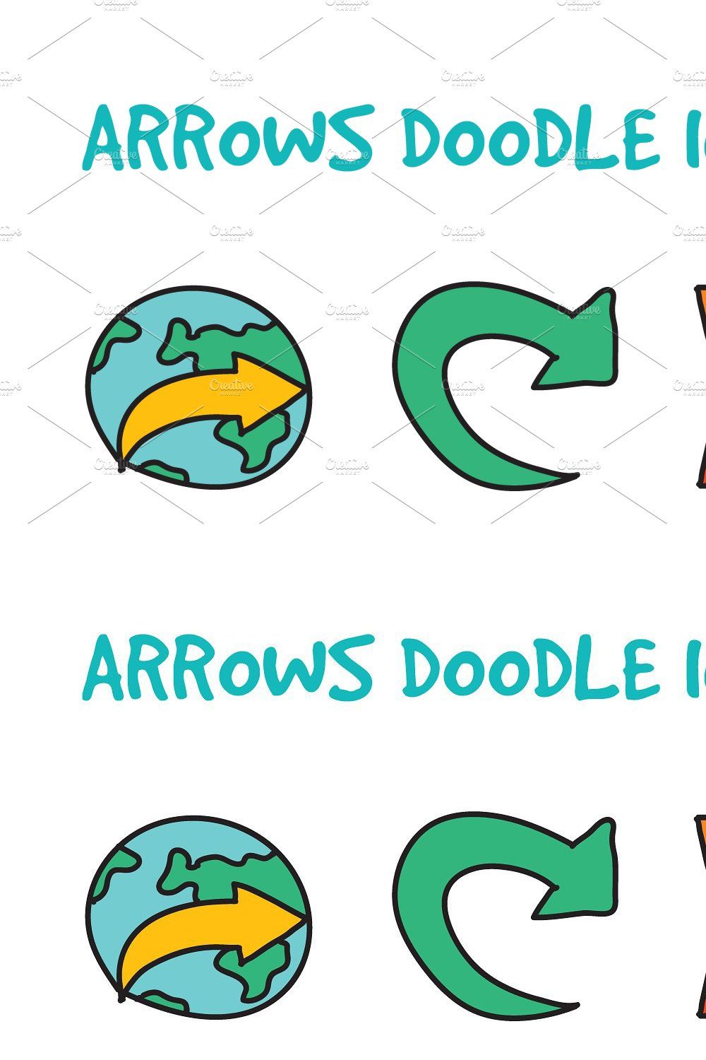 Arrows Doodle Icons Set pinterest preview image.