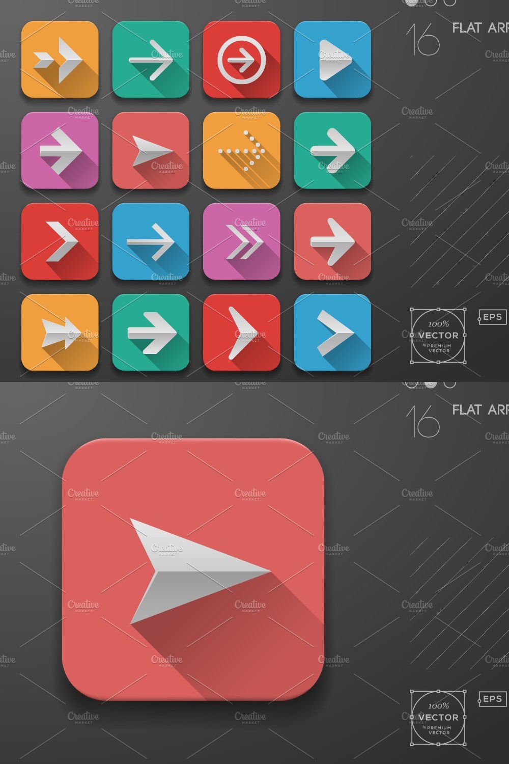 Arrows icons, Flat Ui Design pinterest preview image.