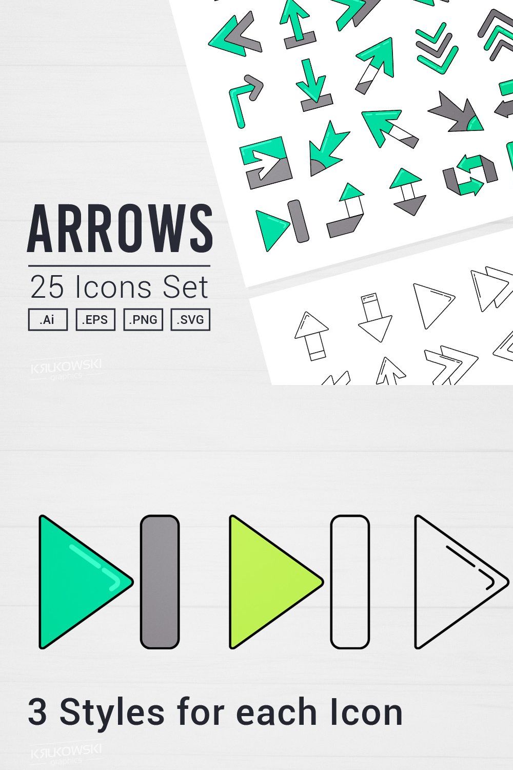 Arrows Vector Icon Set pinterest preview image.
