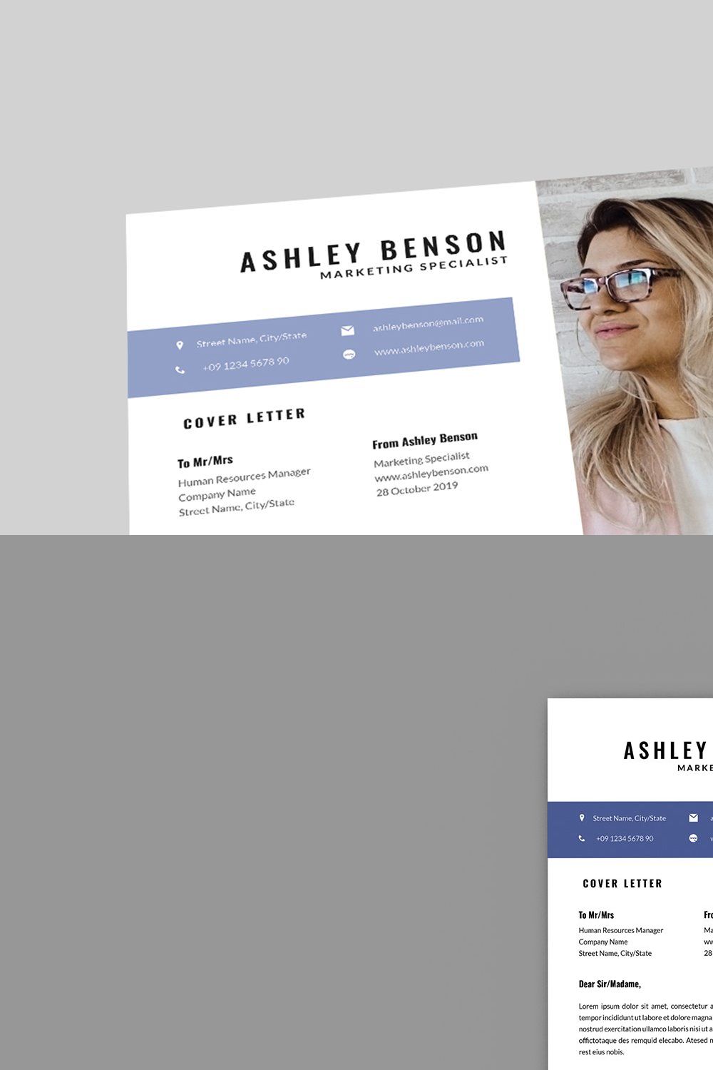 Ashley Marketing Resume Designer pinterest preview image.
