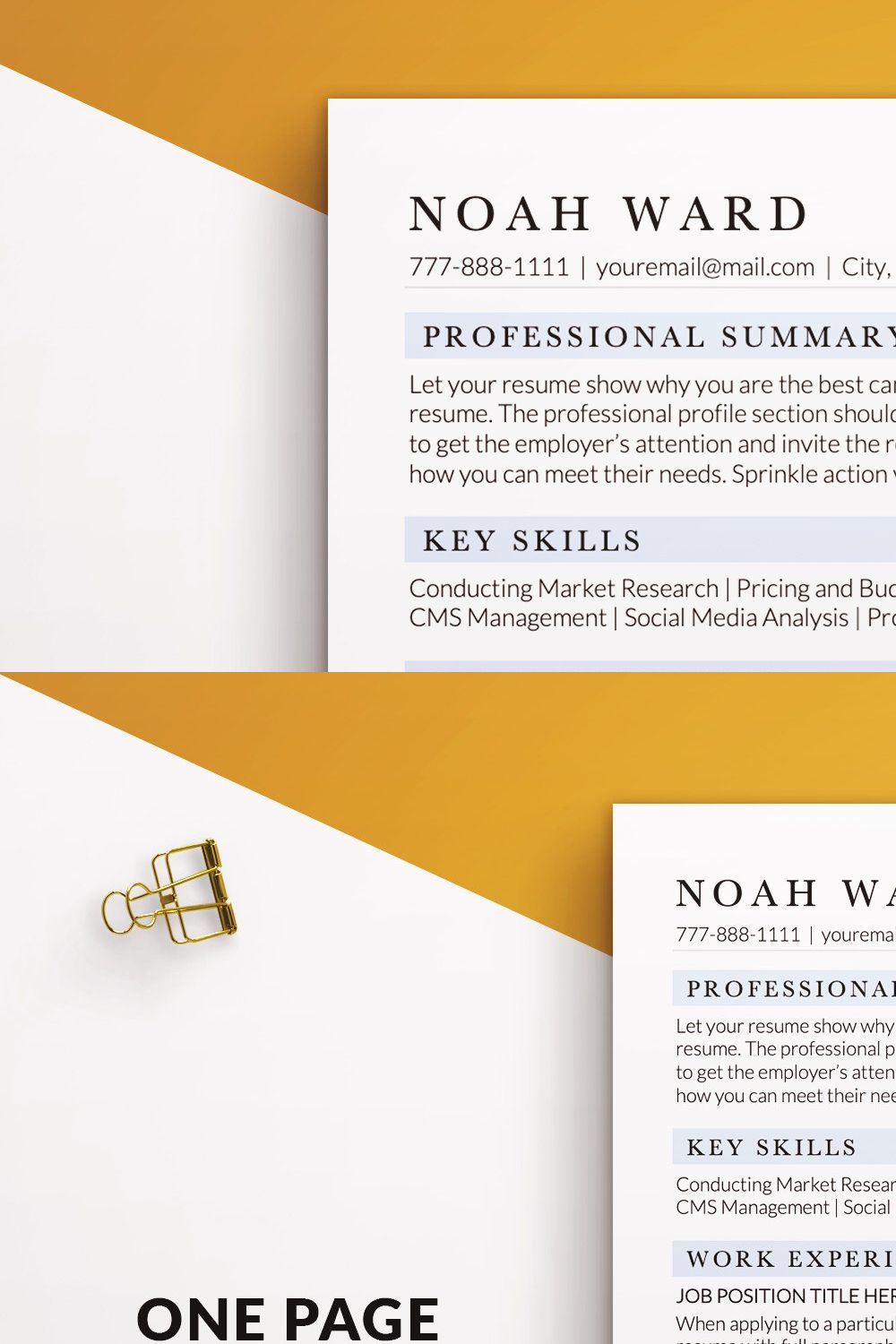 ATS Executive Resume Template Word pinterest preview image.