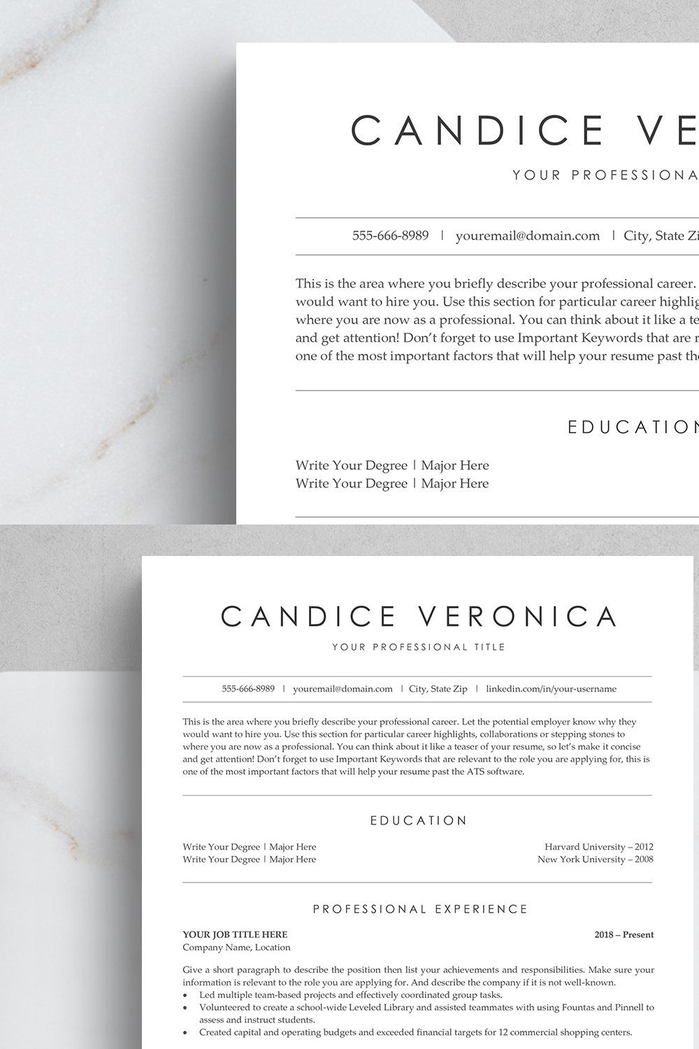 ATS Resume Template - CANDICE pinterest preview image.