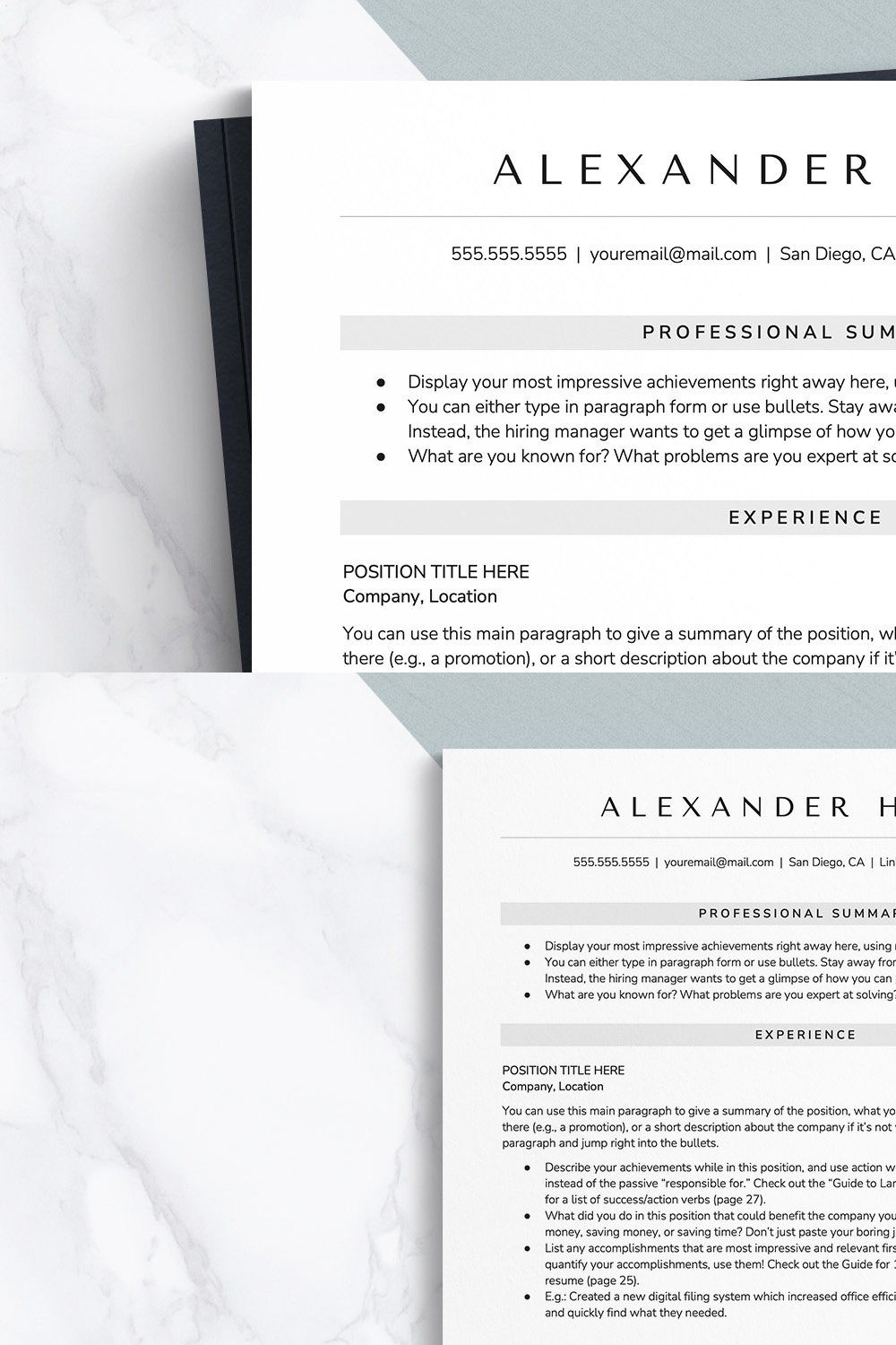 ATS Resume Template Format pinterest preview image.